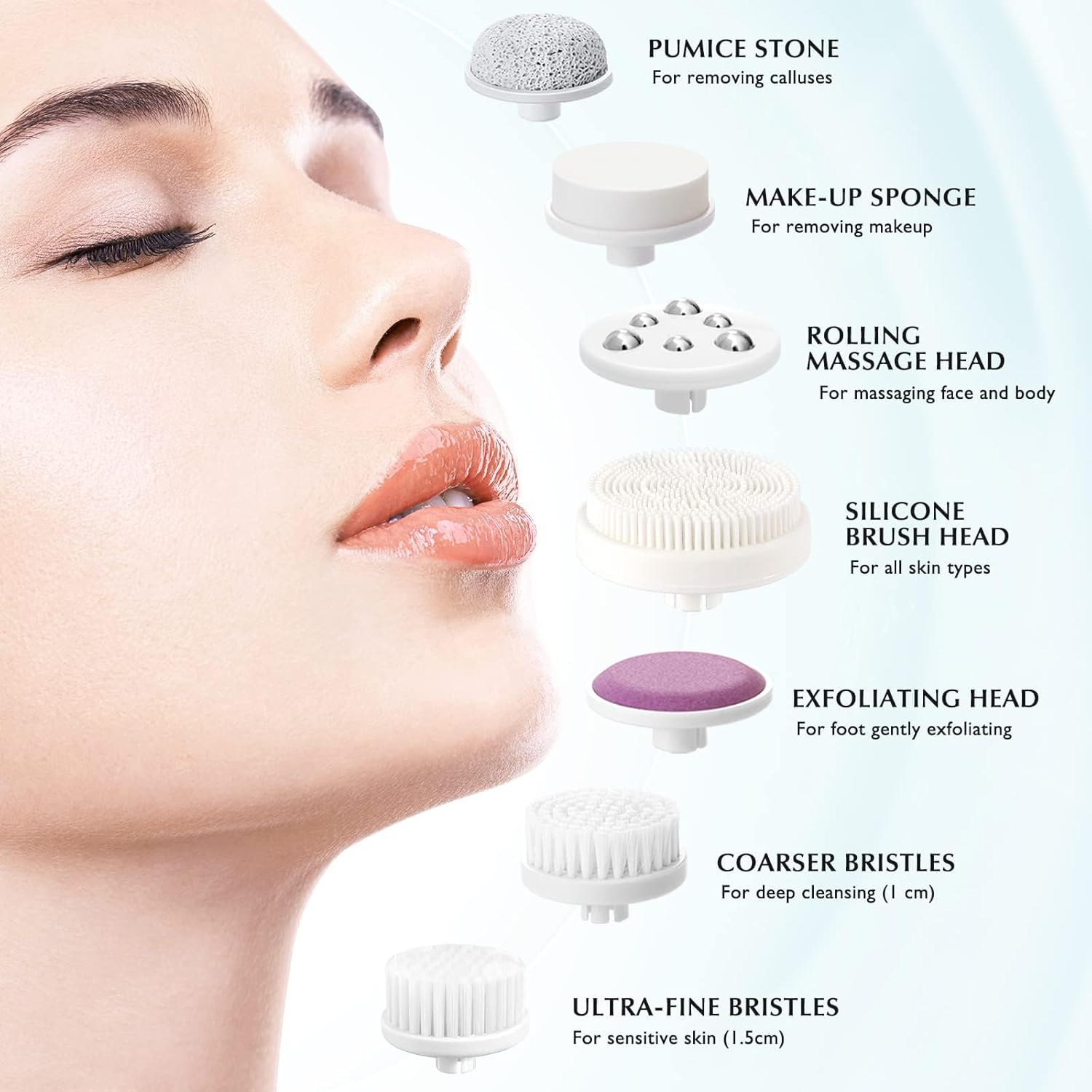 COSLUS 7-in-1 Waterproof Silicone Electric Facial Cleansing Brush Skin Care Device - Image 3