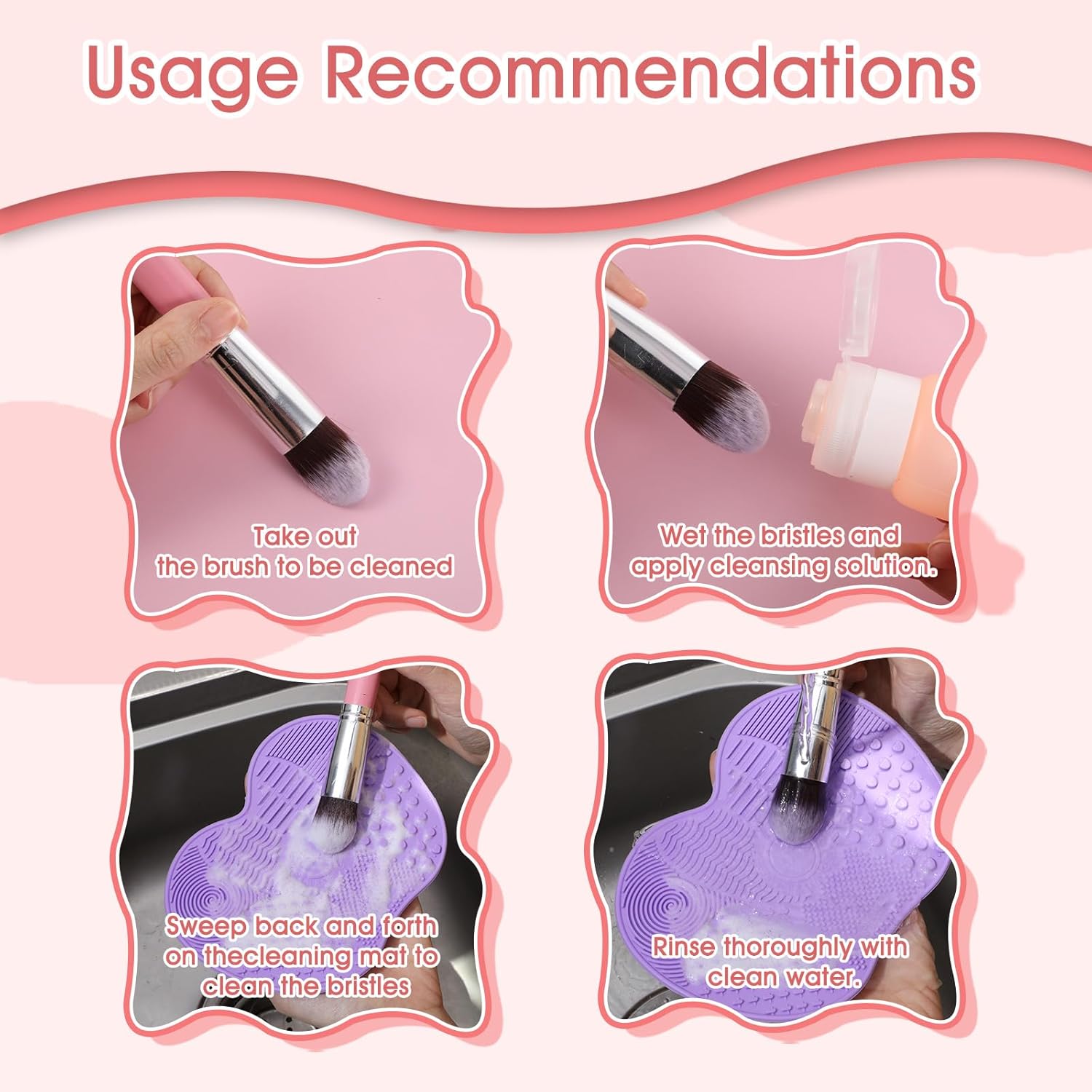 3 Piece Silicone Makeup Brush Cleaning Mat Set with Suction Cups - Image 7