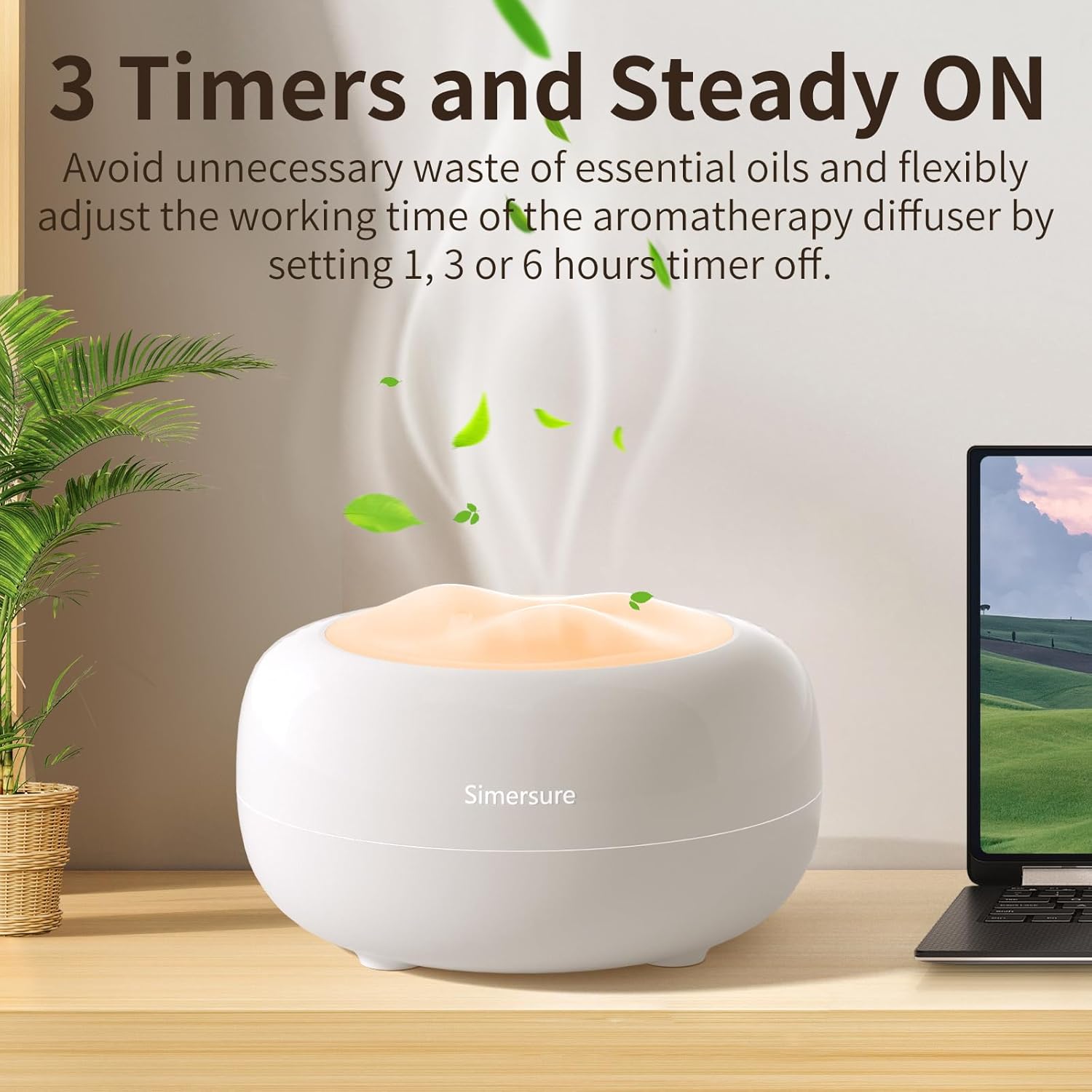 Milky White Essential Oil Diffuser Humidifier 500ml Large Room 7 LED Colors Timer Auto-Off - Image 4
