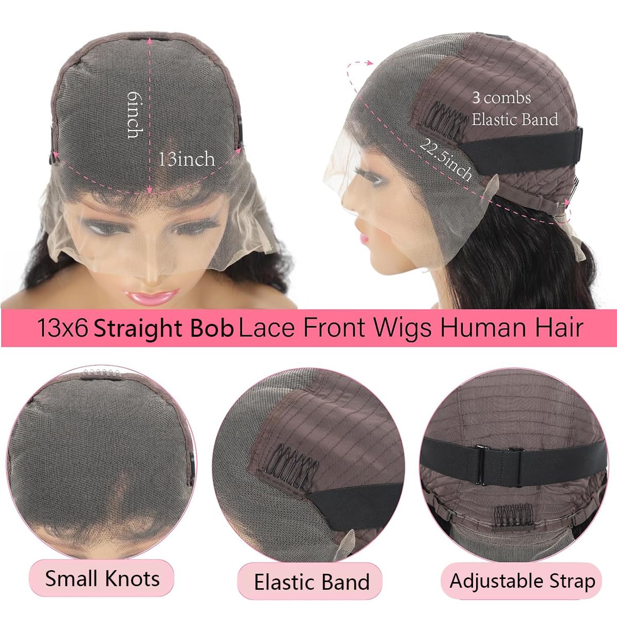 12 Inch 180% Density Straight Short Human Hair 13x6 Lace Front Bob Wig - Image 5