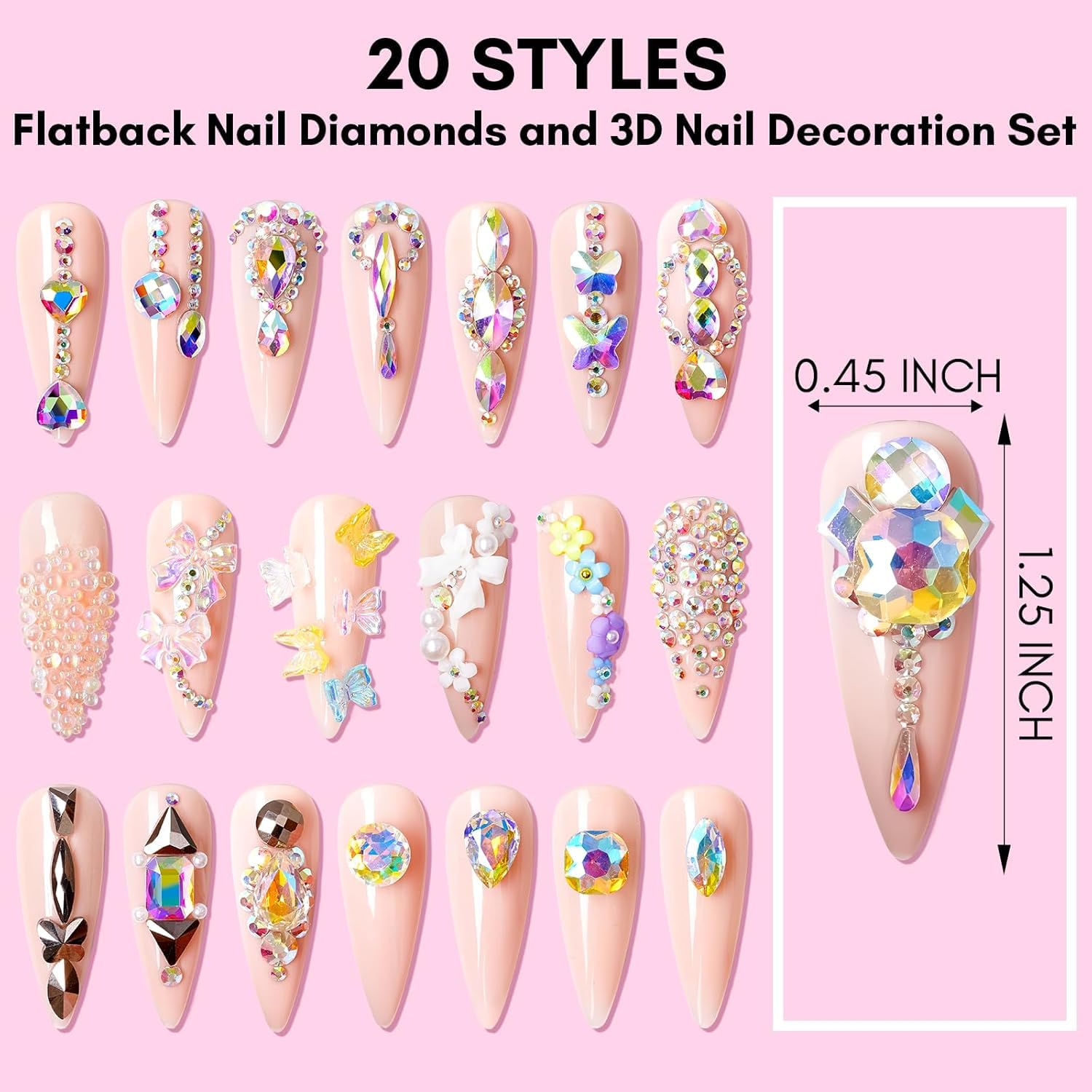 Makartt 3775 Piece Nail Gem Set with Rhinestone Glue and Tweezer for DIY Nail Art - Image 5