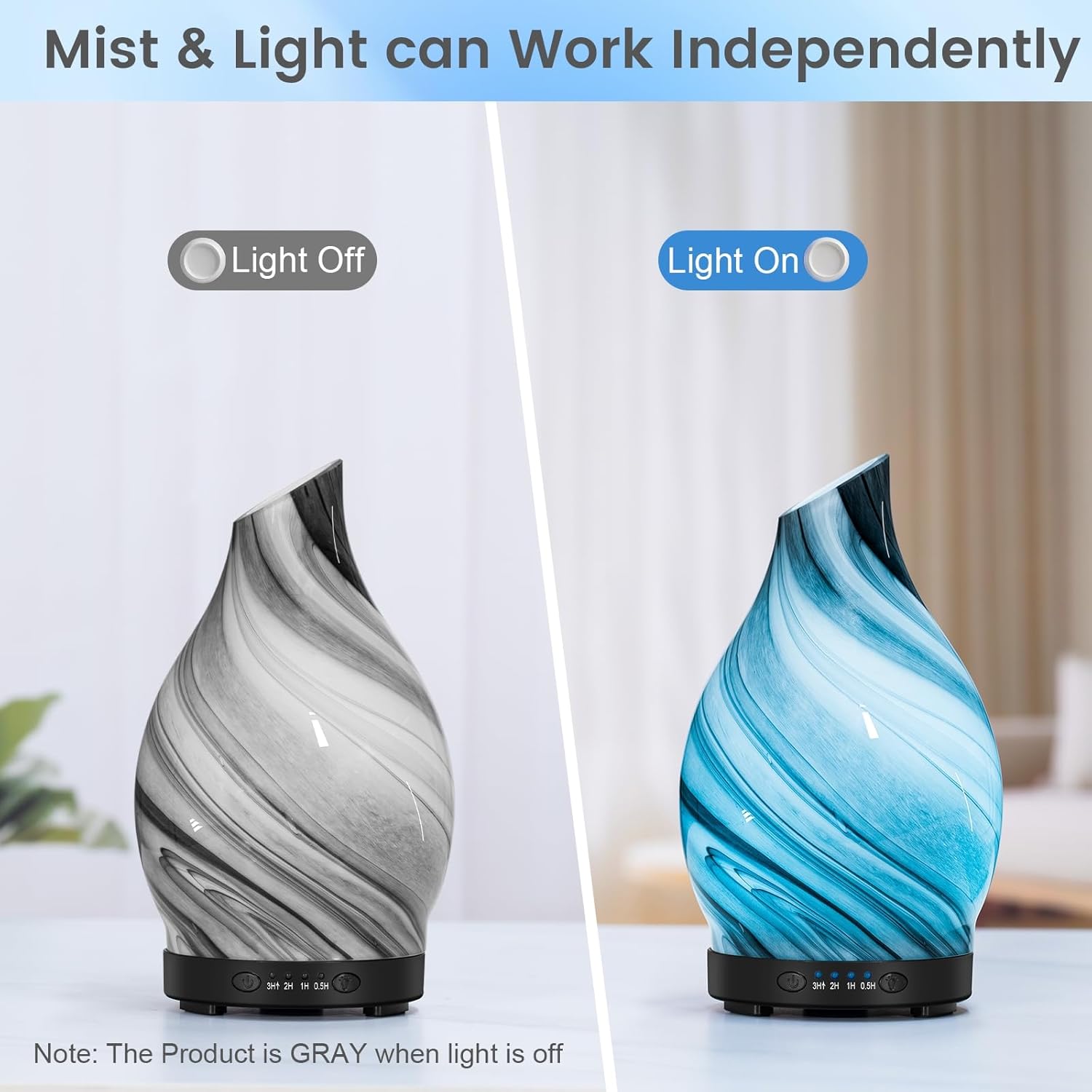 120ML Glass Essential Oil Diffuser, 7 LED Colors, Timer Function, Auto Shut-Off - Image 3