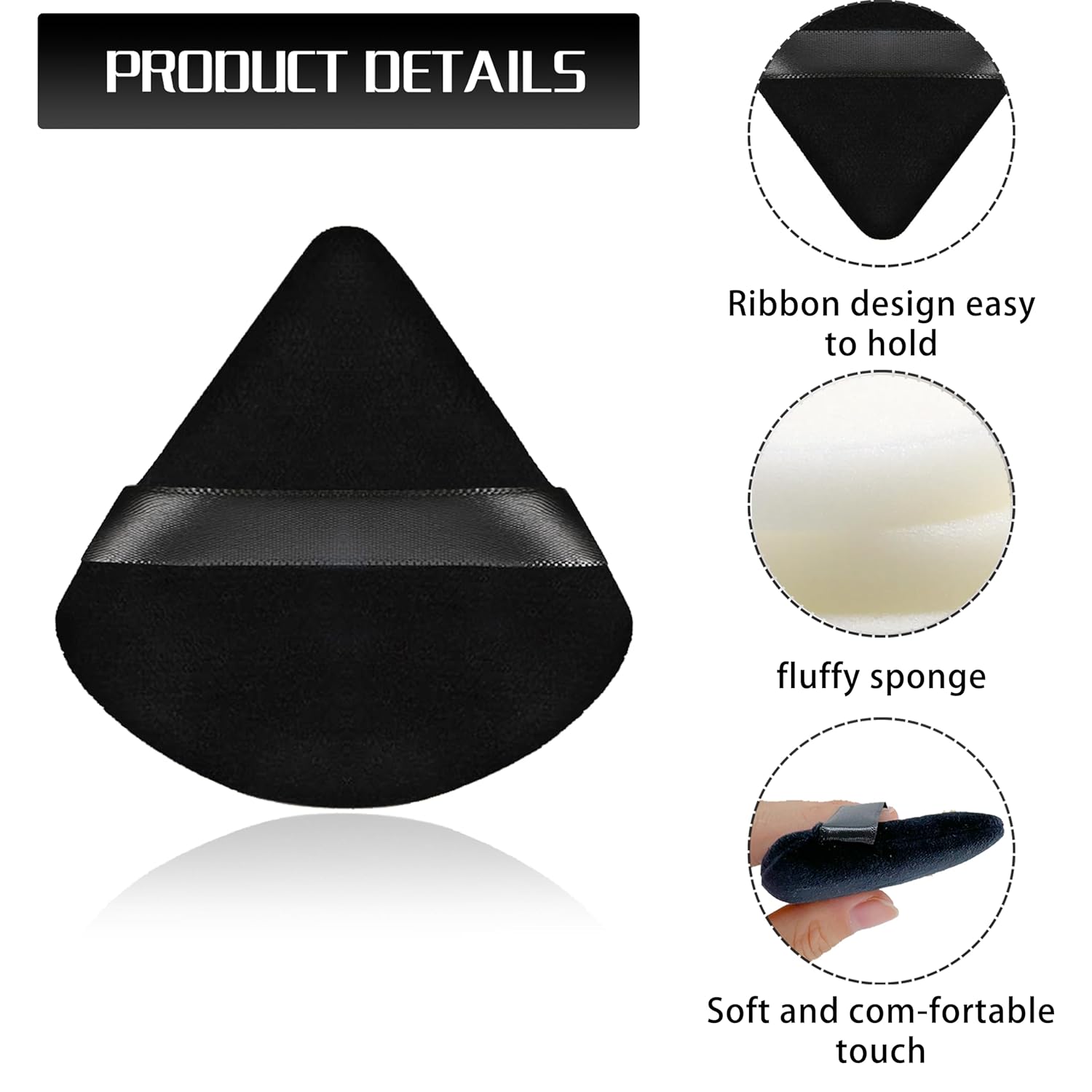 8 Reusable Velour Triangle Makeup Puffs with 4 Travel Cases for Foundation and Powder - Image 7