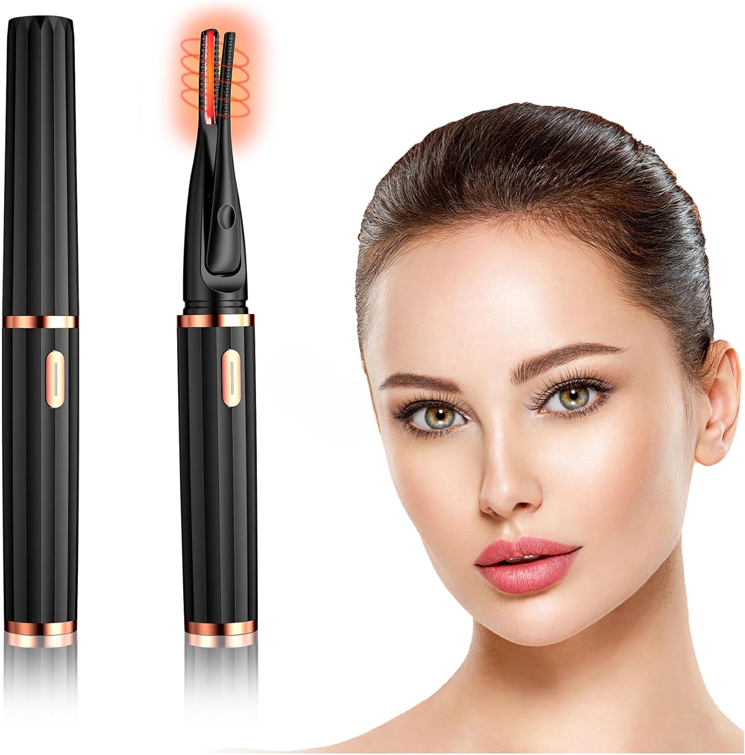 Eyelash Curler Heat,2 in 1 Clip-Type Heated Eye Lash Curler,New Comb Electric Eyelash Curlers,3 Temperature Modes (Black)