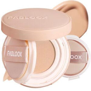 Long-Lasting Cushion Foundation, Natural Cover Foundation Makeup, Breathable and Lightweight Makeup Cushion Foundation, for Light Medium Skin, Yellow Undertone, 0.45 Fl Oz x 2