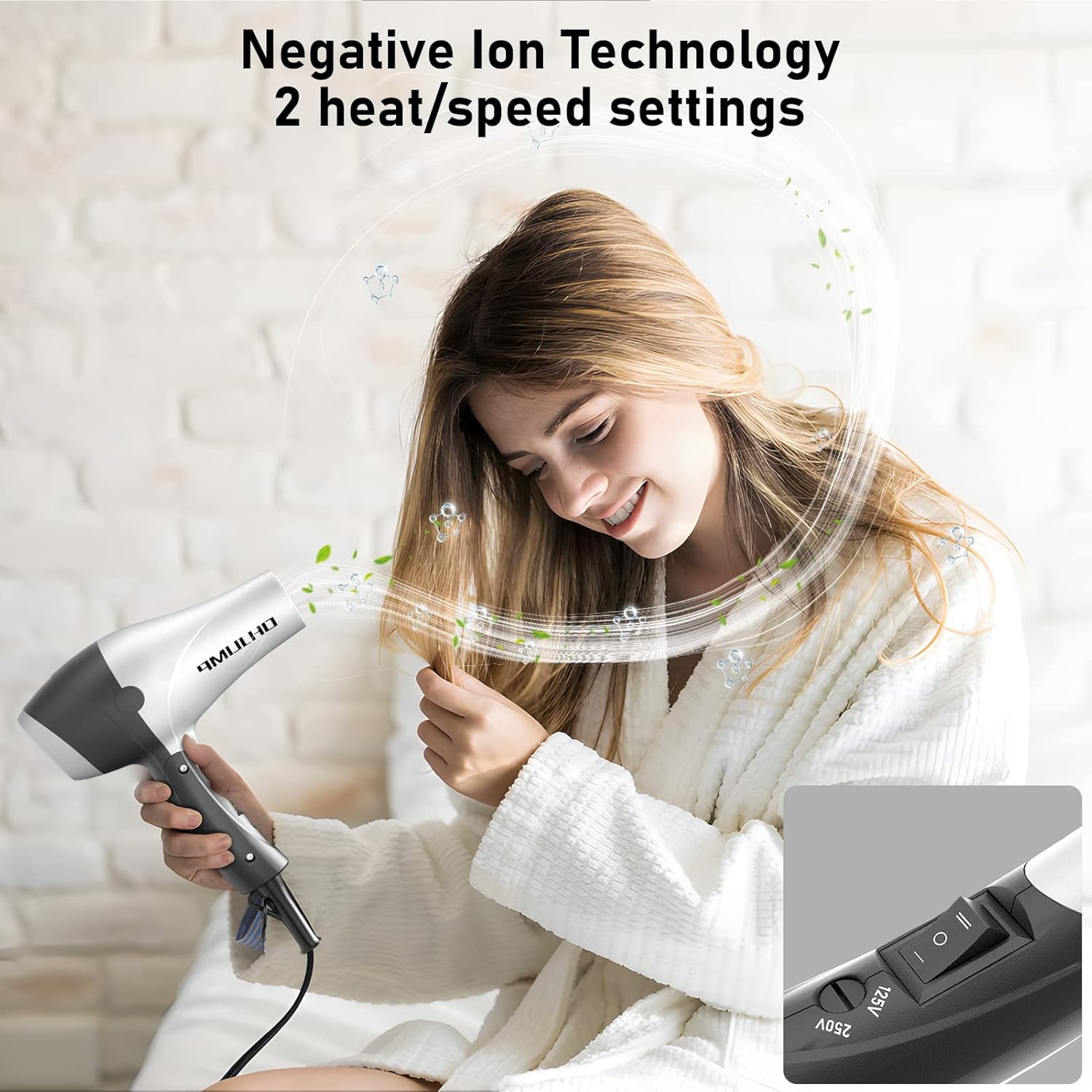 Travel Hair Dryer with Diffuser, Portable Compact 1875W Dual Voltage Hairdryer, EU Plug - Image 5