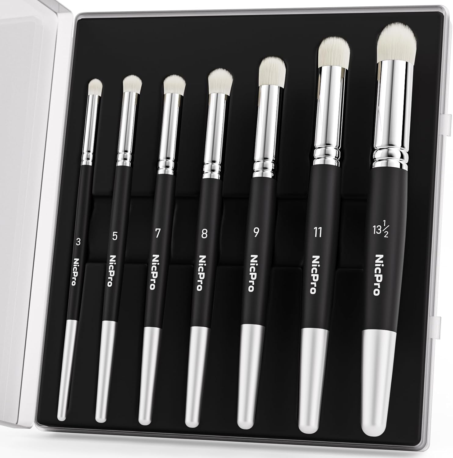 Nicpro Dry Brush Miniature Painting, 7 Sizes Professional Drybrush Set with Storage Case, Hobby Detail Paint Brushes for Tabletop & Wargames Miniature Model Painting