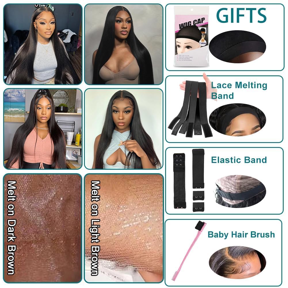 Azkiu 32 Inch Straight 13x4 HD Transparent Human Hair Lace Front Wig, 180% Density - Image 4