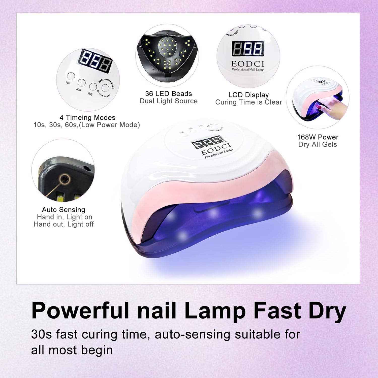 168W UV Nail Lamp and 33 Colors Gel Polish Kit, 76 Piece Set - Image 4
