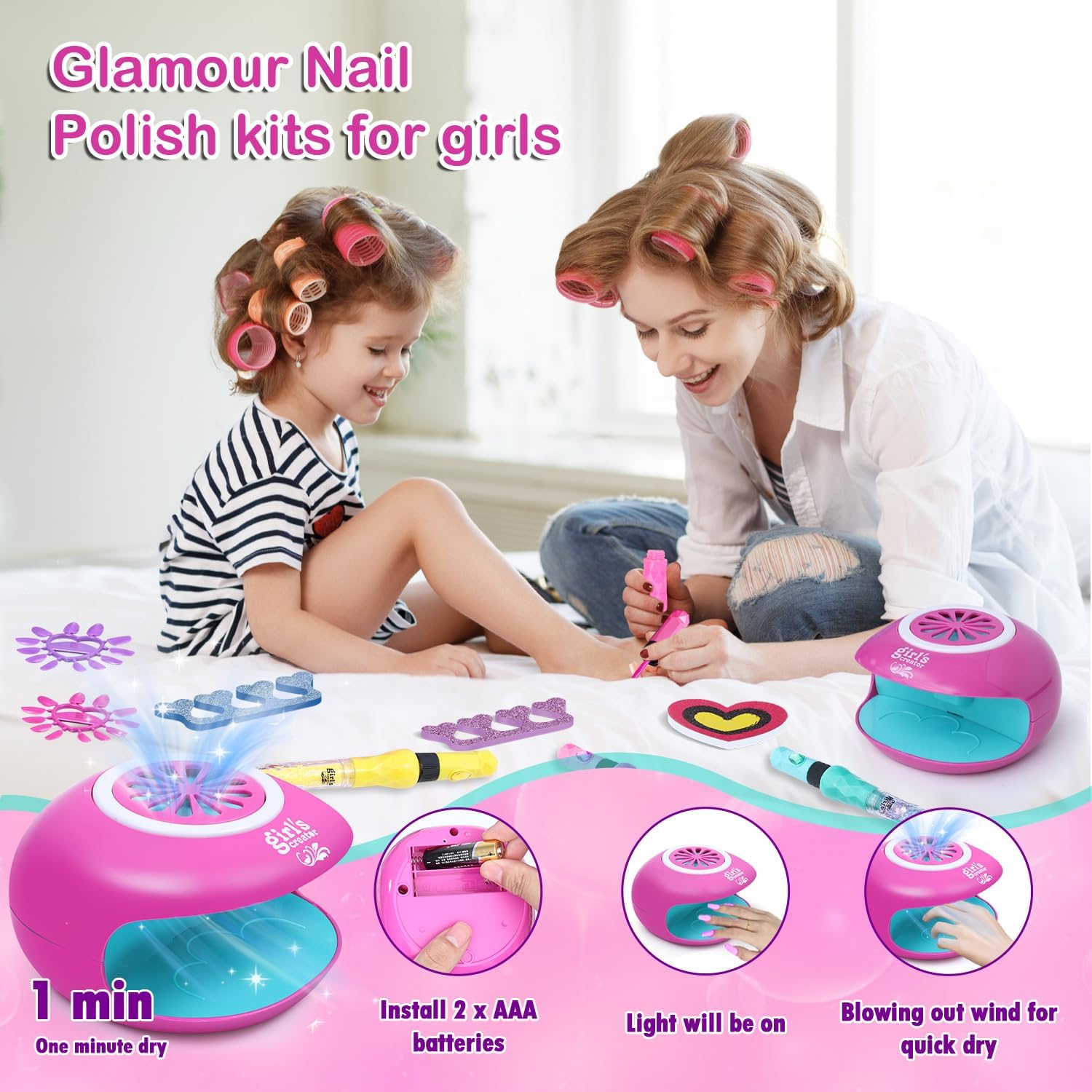 Sparkle Girls Non-Toxic Nail Polish Kit for Ages 7-12, Perfect for Spa Manicures - Image 3