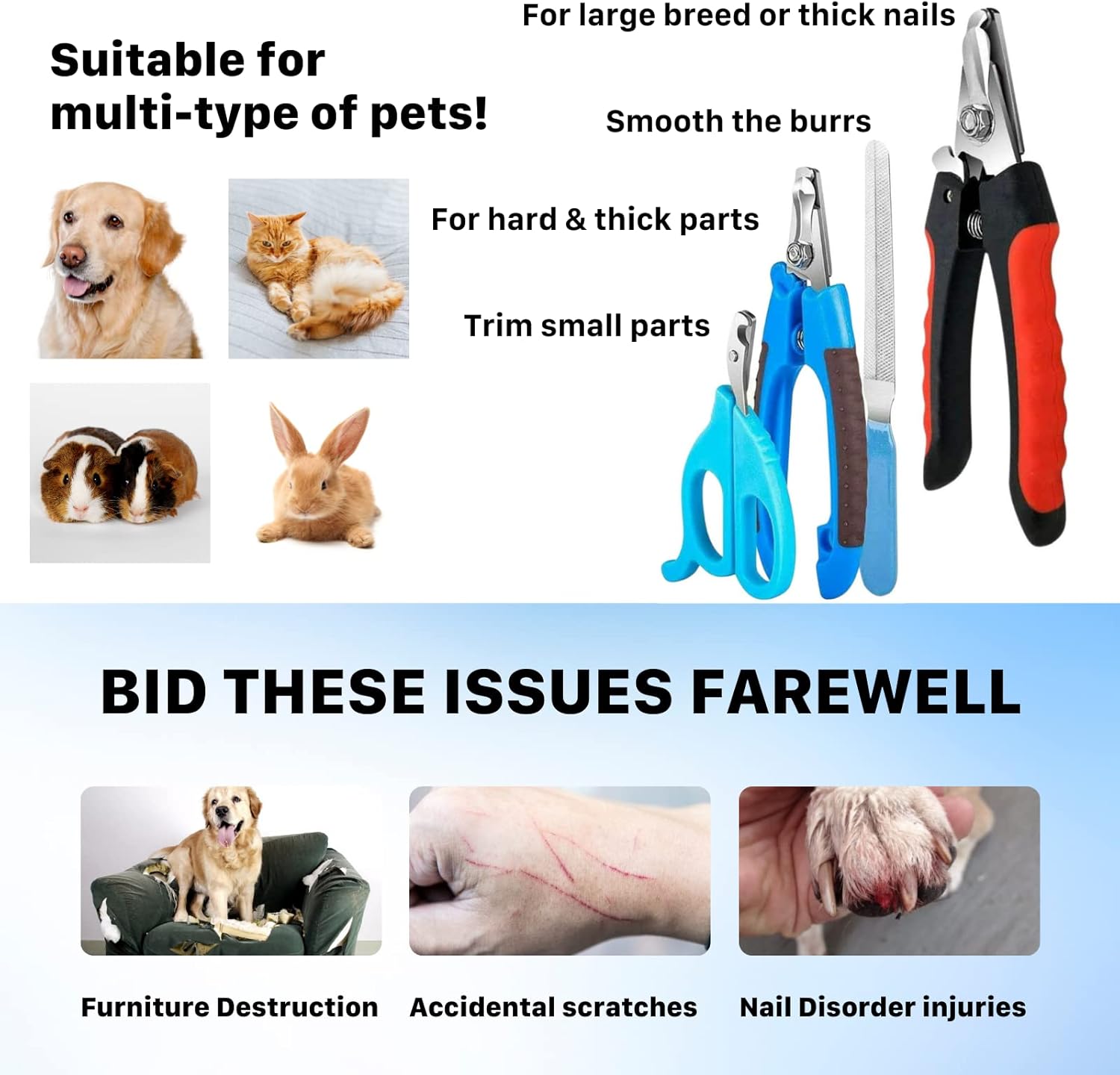 Large Dog Nail Clippers Set Puppy Grooming Tool Quick Sensor Sharp Blades - Image 5