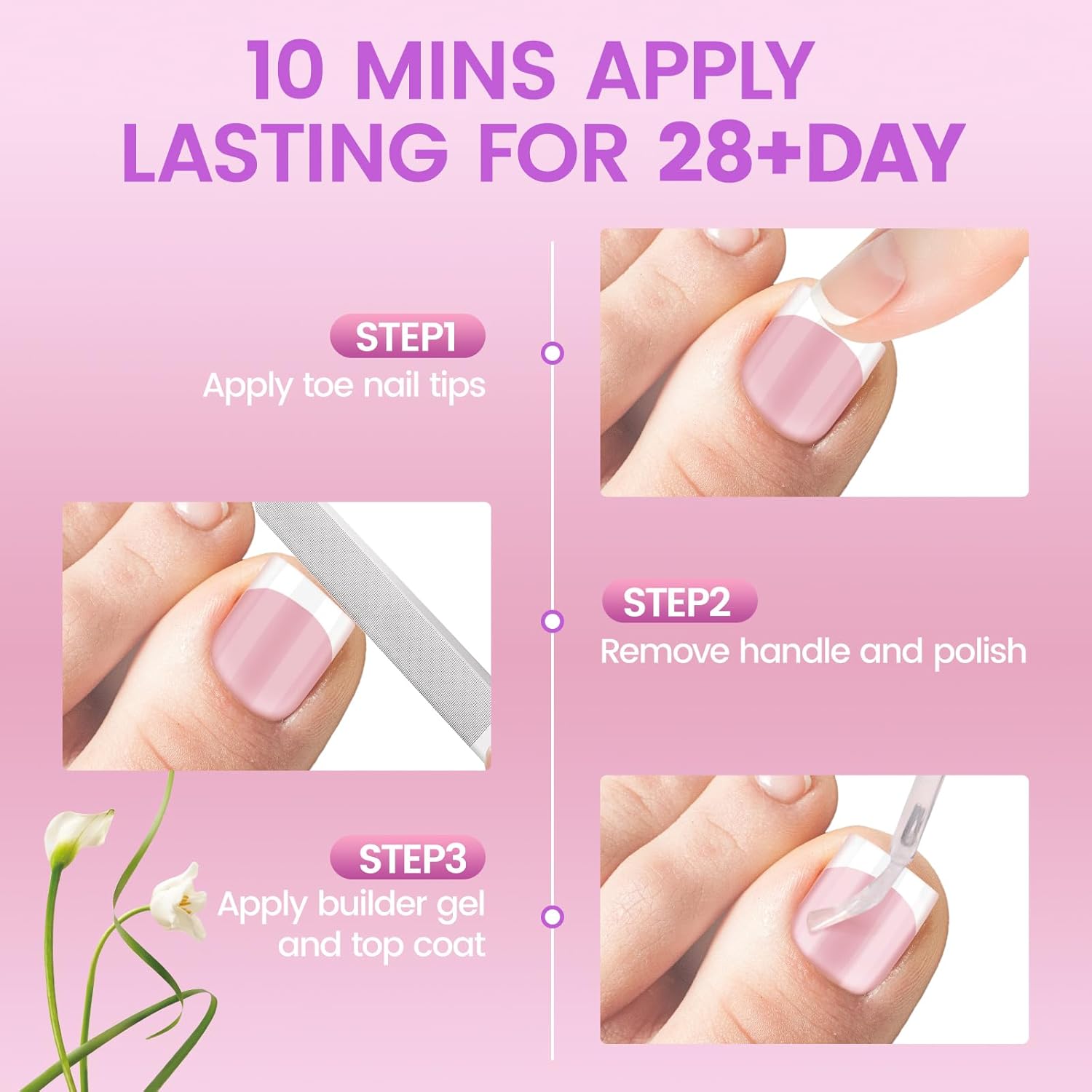 SITELENABY French Toenail Tips Soft Gel 180 pcs 15 Sizes Press On Nails - Image 3
