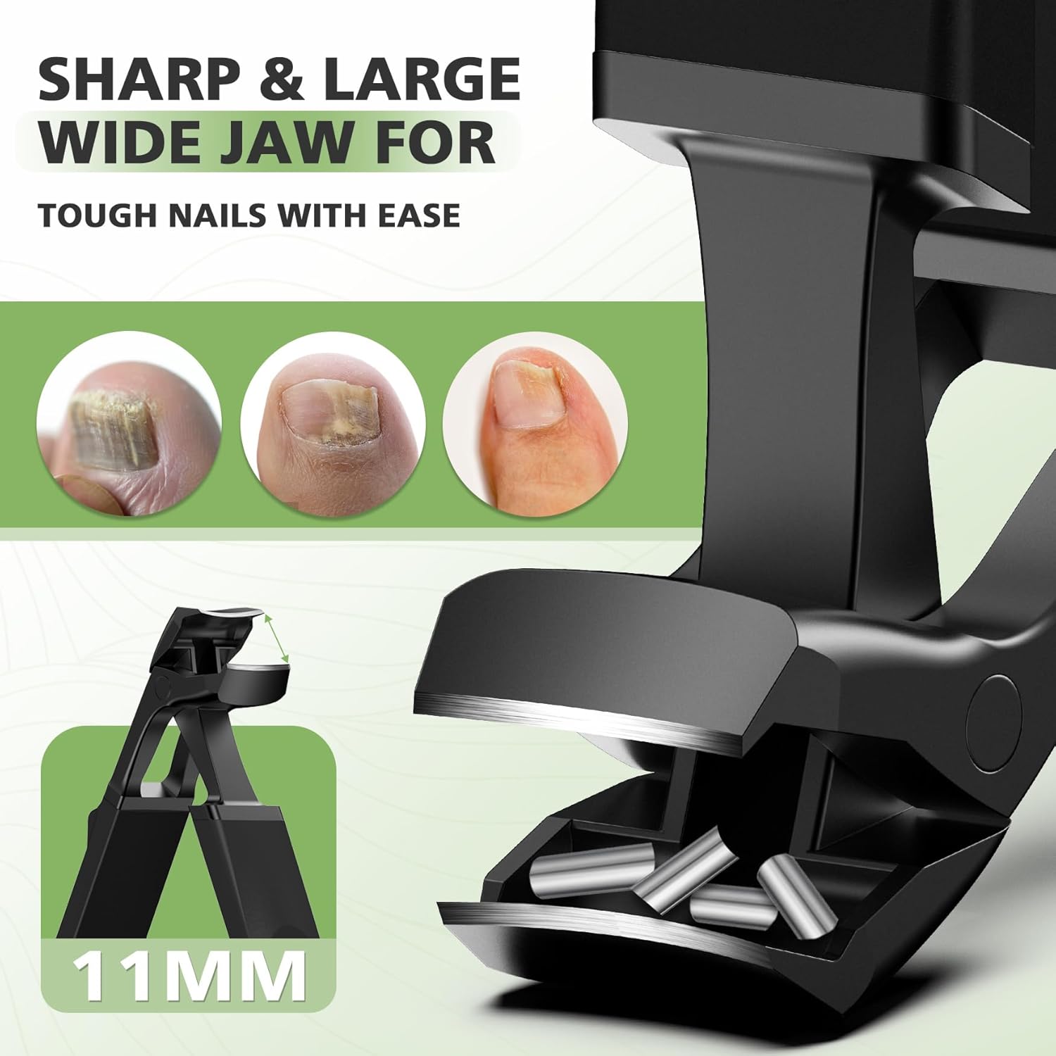 Baluca Large Black Angled Head Toe Nail Clippers for Men with Wide Jaw Catcher - Image 2