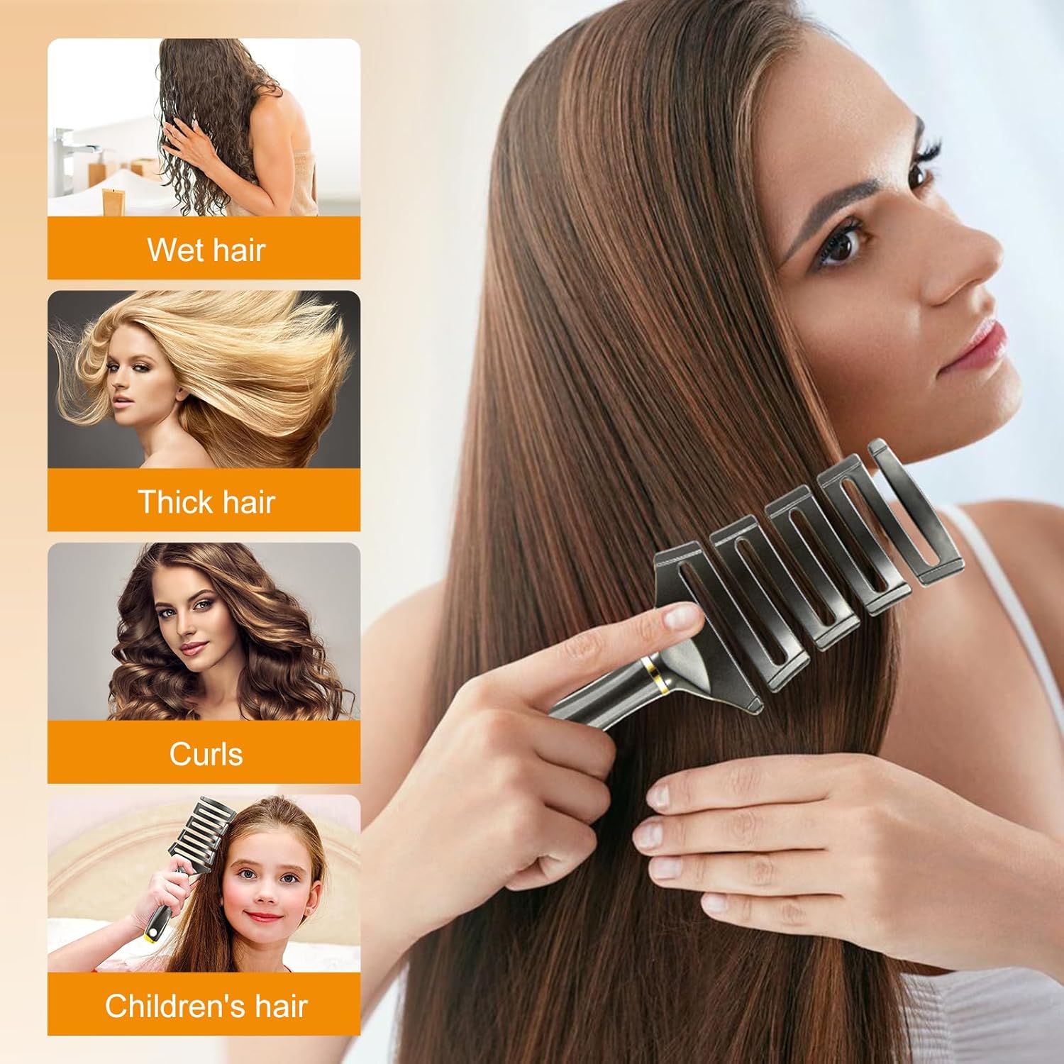 Detangling Brush for Curly Hair Vented Anti-Tangle Wet Dry Use Textured 2A-4C - Image 5