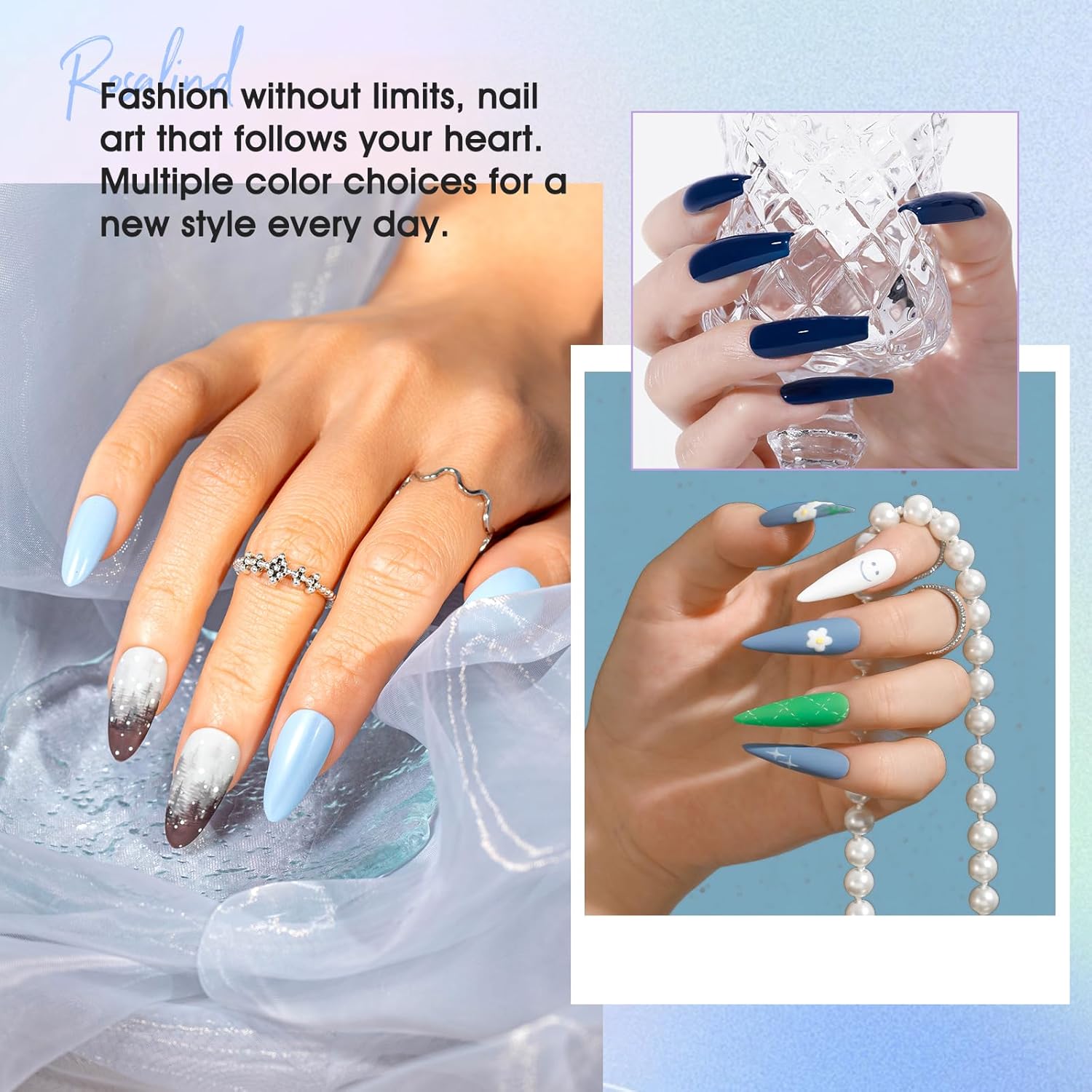 ROSALIND 12 Colors Winter Blue Gel Nail Polish Set for Nail Art - Image 3