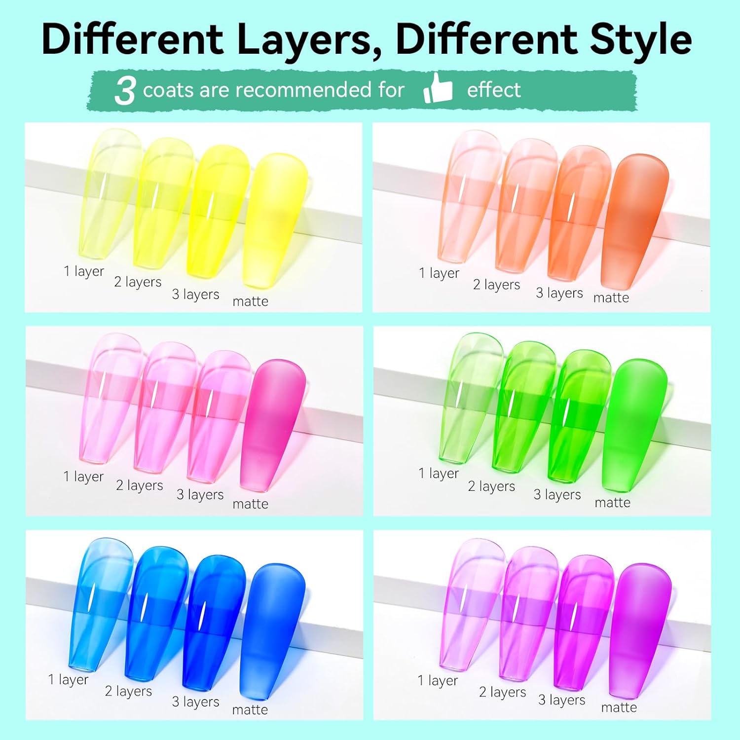 MIZHSE Quick Dry Neon Nail Polish Set for Women 5 Vibrant Colors - Image 3