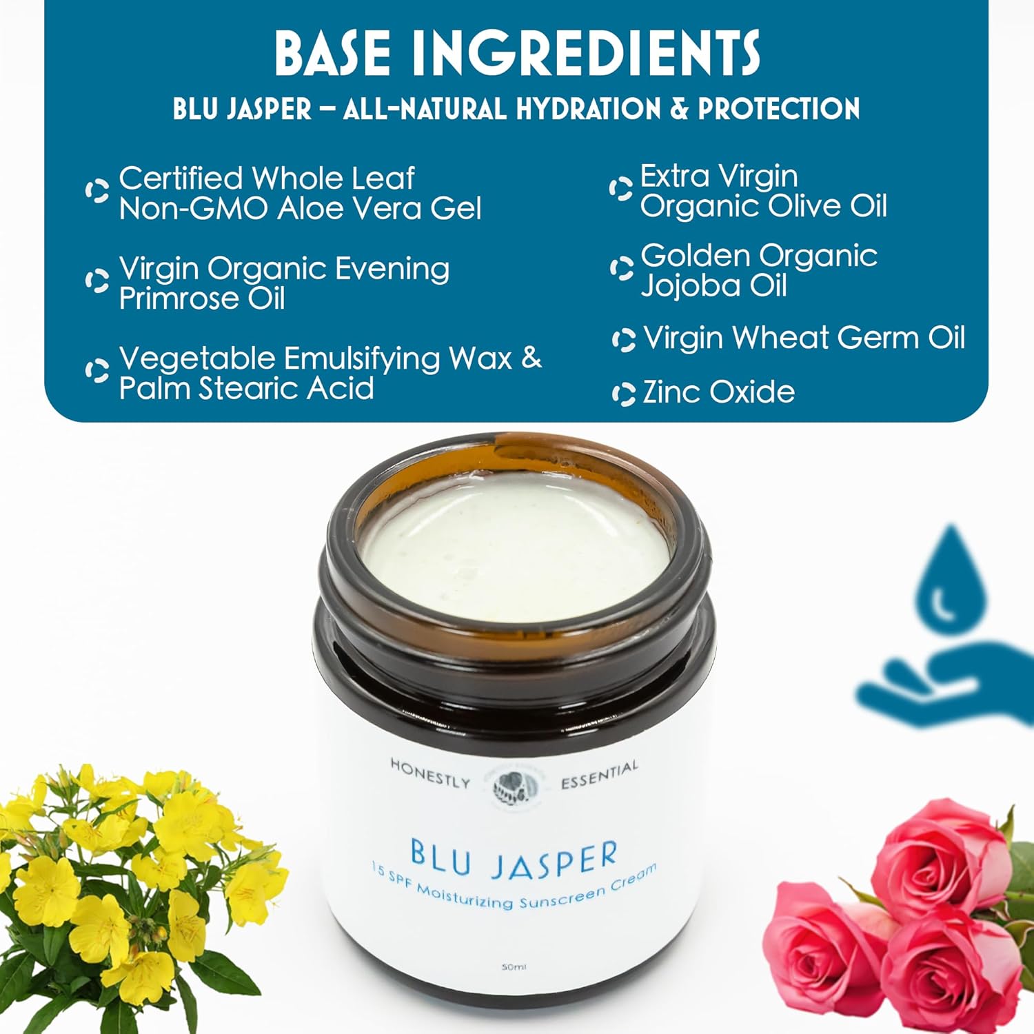 Blue Jasper 2oz Women's Face and Body Moisturizer with SPF, Aloe Vera, and Jojoba - Image 6