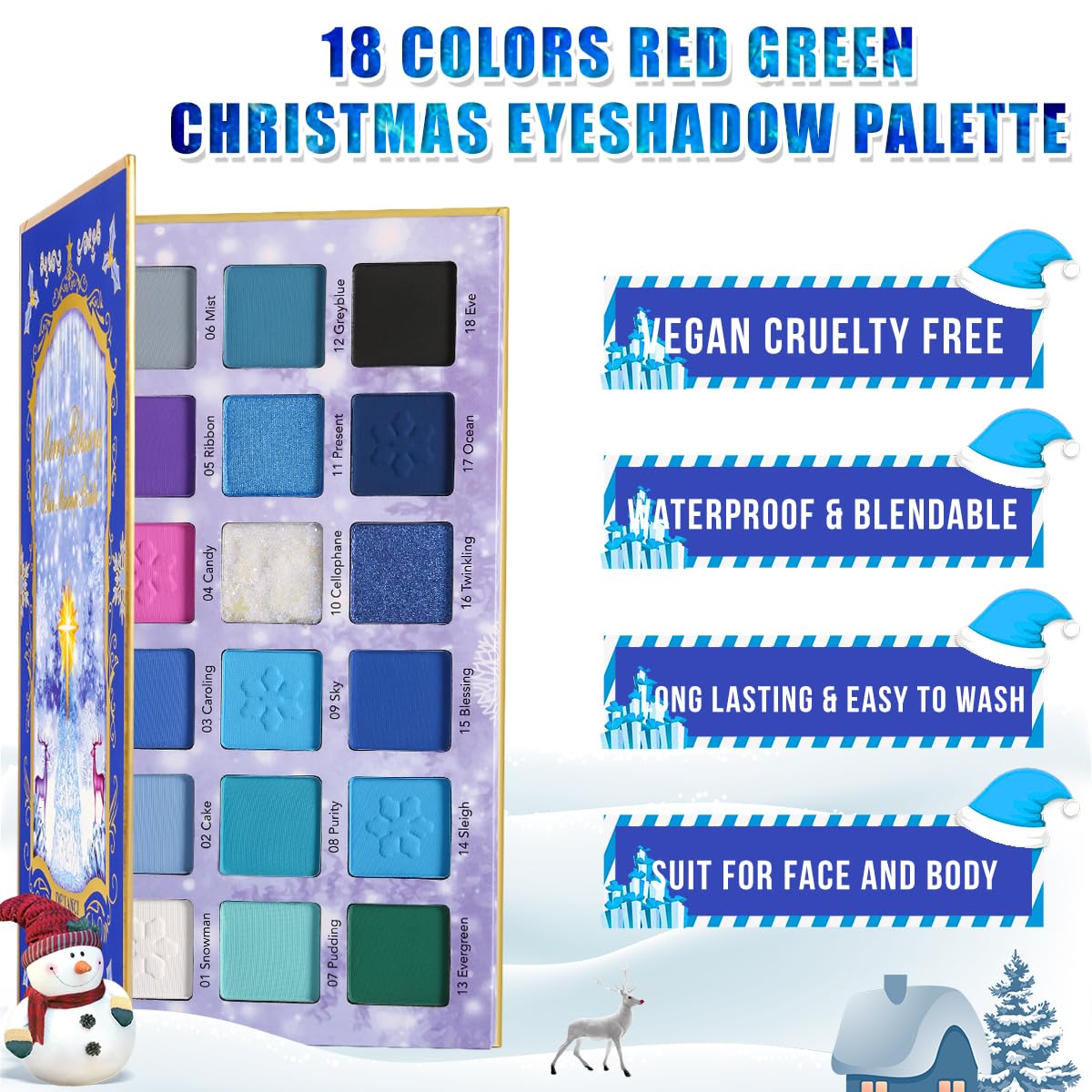 18 Color Blue Eyeshadow Palette for Women Matte Shimmer Finish - Image 2