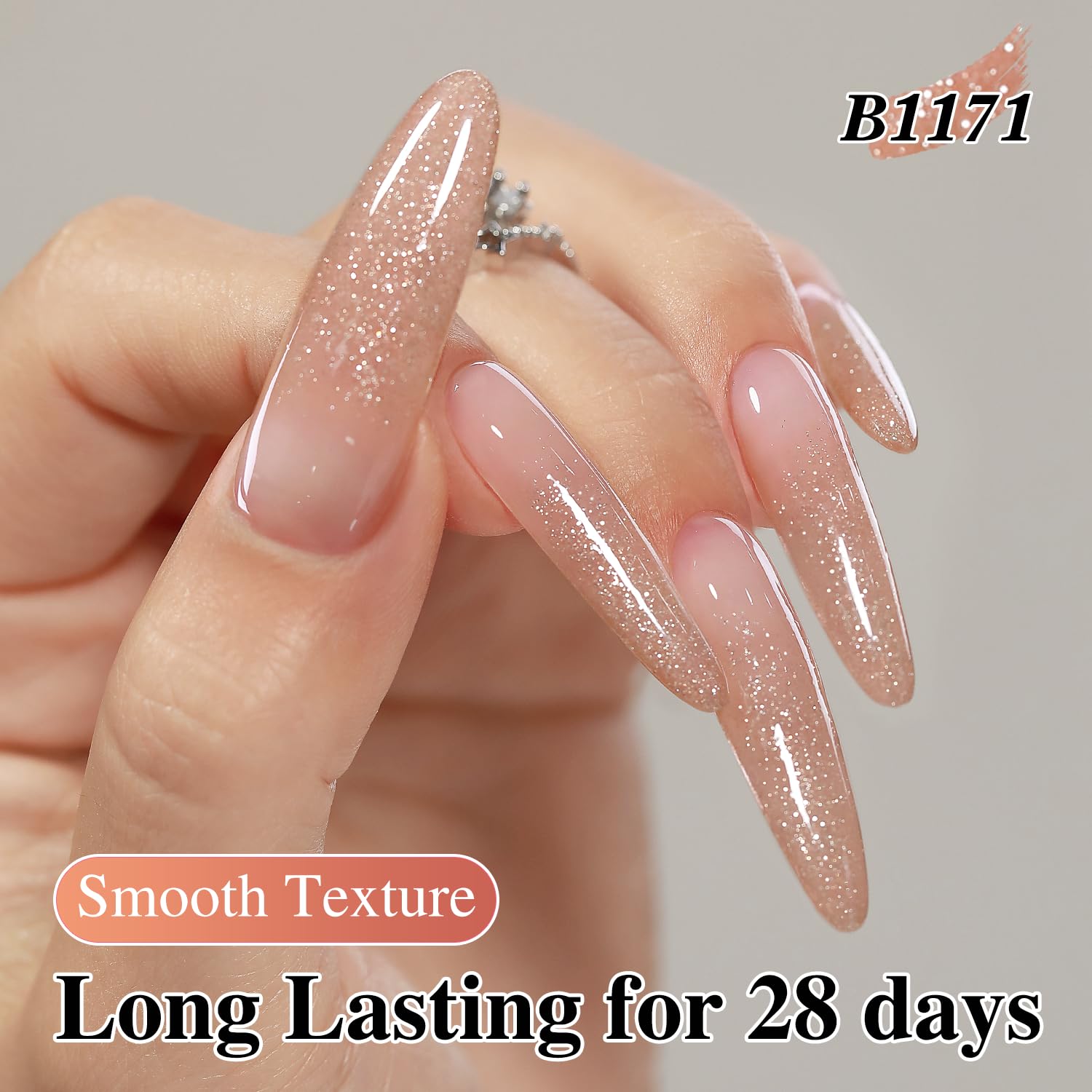 Double Rhythm 0.5 Oz Nude Pink Glitter Gel Polish B1171 for DIY Nail Art - Image 5