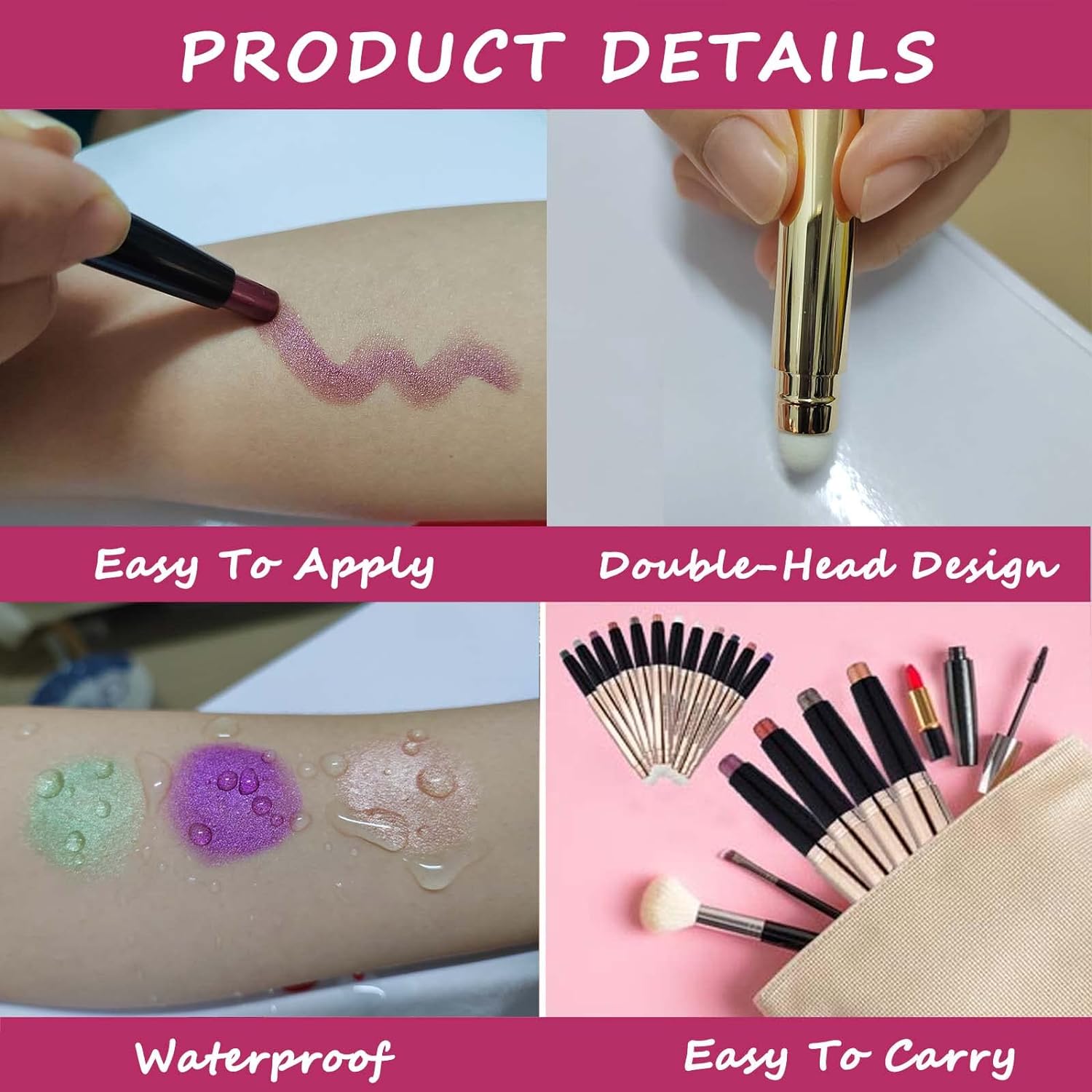2-in-1 Copper Shimmer Eyeshadow Pencil and Liner Waterproof Cream Stick Crayon 0.05 oz - Image 5
