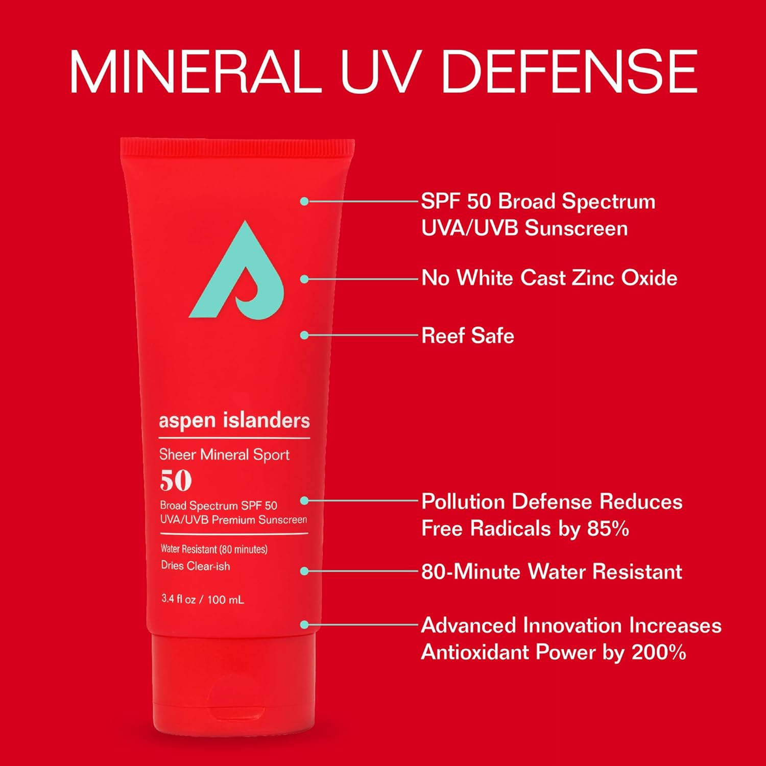Sheer Mineral Sport Sunscreen Lotion SPF 50, 3.4 oz, Reef Safe, Water Resistant Formula - Image 2