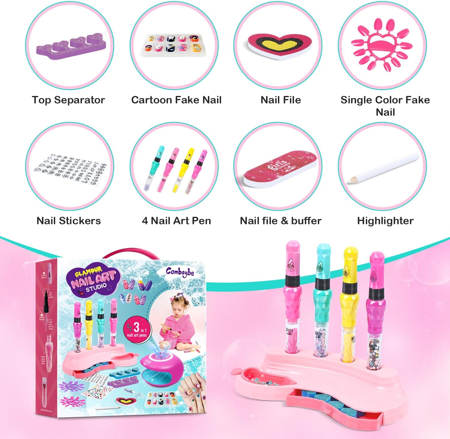 Sparkle Girls Non-Toxic Nail Polish Kit for Ages 7-12, Perfect for Spa Manicures - Image 2
