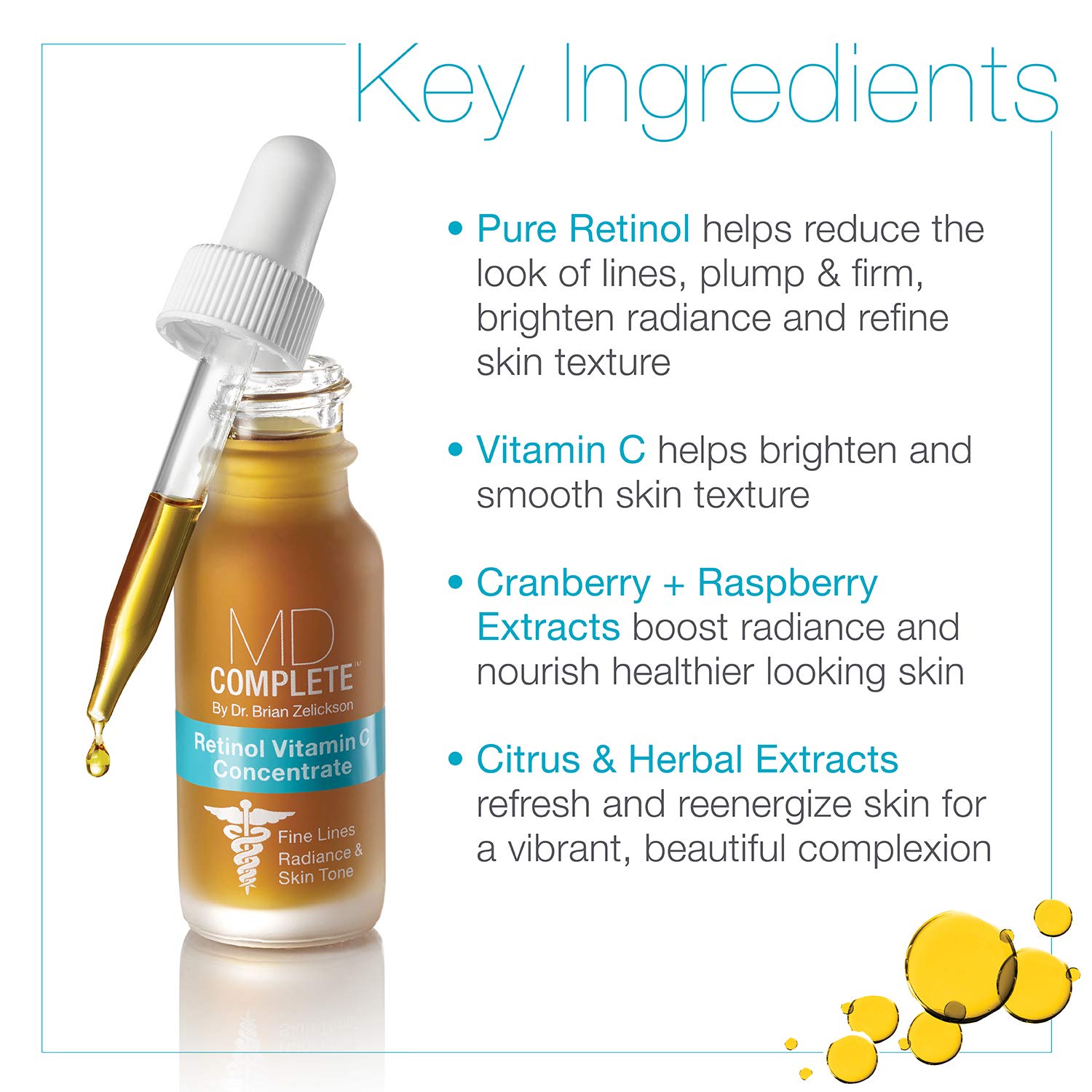 MD Complete Anti-Aging Retinol Vitamin C Serum 0.5 fl oz with Vitamins C, E, Omega 3-6-9 - Image 3
