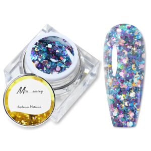 Colorful Chunky Glitter Gel Nail Polish - Reflective and High Gloss for Girls - Confetti Acrylic Powder Sparkle UV/LED Lamp Needed