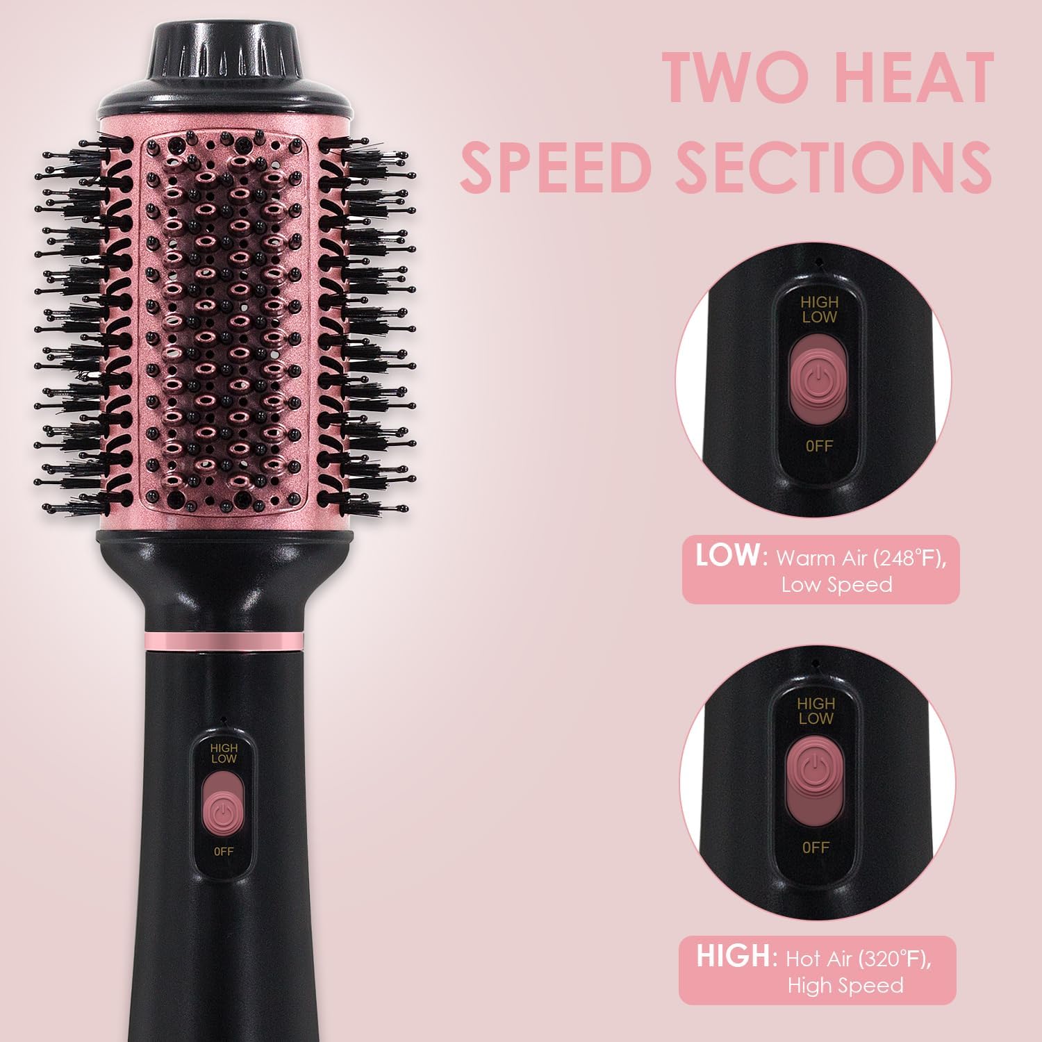 4 in 1 Blow Dryer Brush for Medium to Long Hair, 2.5 Inch Oval Barrel, Black - Image 5