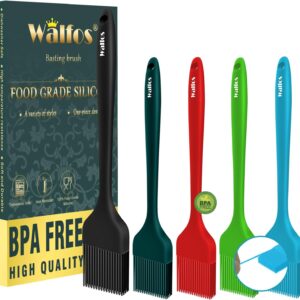 Walfos Silicone Basting Brush Set, 5 Pieces Heat Resistant Pastry Brush, Perfect for Baking,BBQ Grill,Kitchen Cooking,Strong Steel Core and One-Pieces Design,BPA Free and Dishwasher Safe