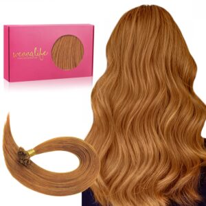 WENNALIFE U Tip Hair Extensions Human Hair, 50g 50s 14 Inch Auburn Ginger Remy Hair K Tip Invisible Straight Keratin Hot Fusion
