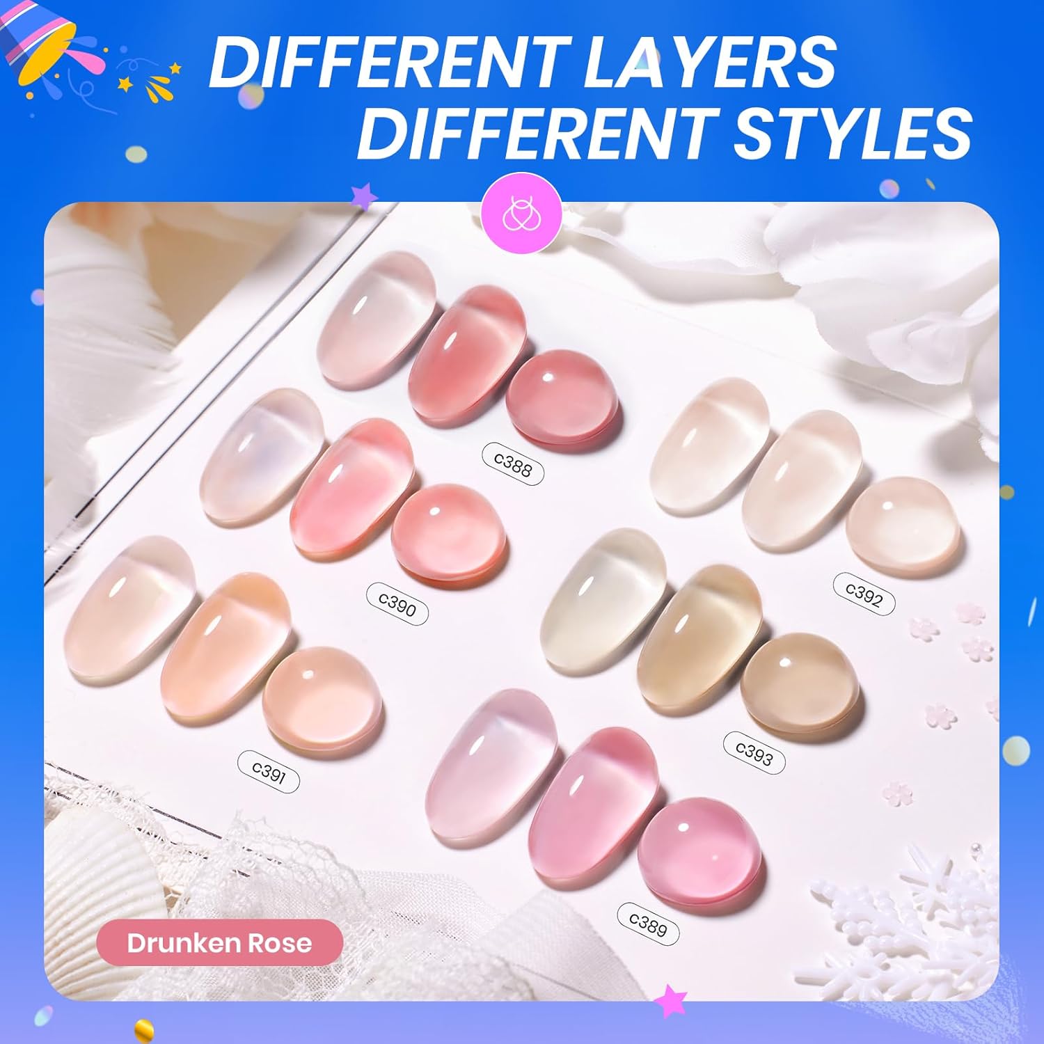 Beetles Nude Gel Nail Polish Set 6 Colors Pink Brown Neutral Jelly Manicure - Image 2