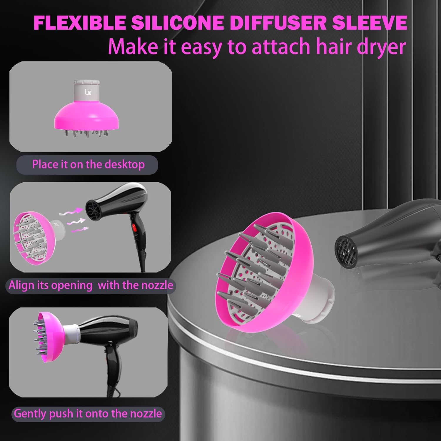 Universal Hair Diffuser Attachment for Blow Dryers 1.7 to 2.1 Inch Nozzles - Image 4