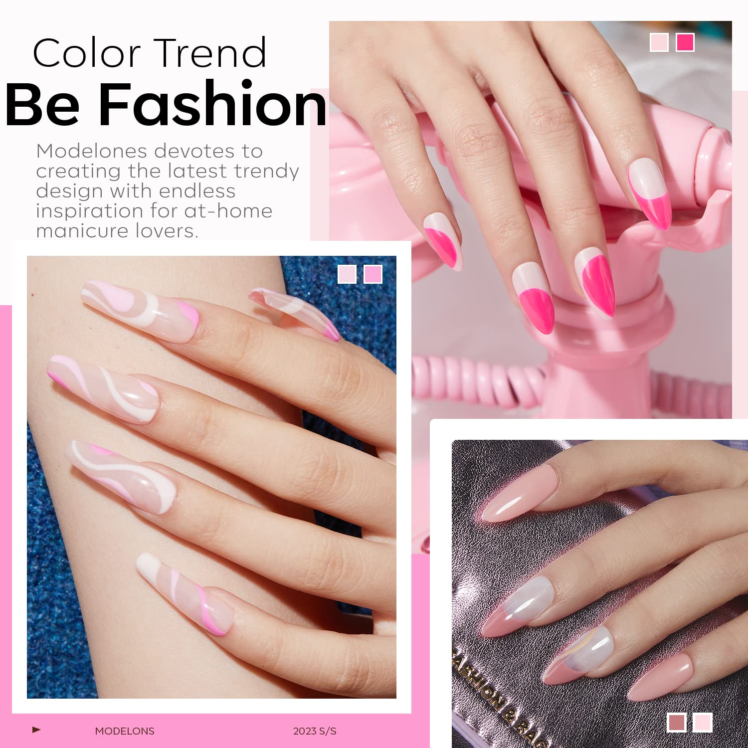 Modelones Pink Jelly Gel Nail Polish Set, 6 Colors, Includes Nail Art Brush - Image 2
