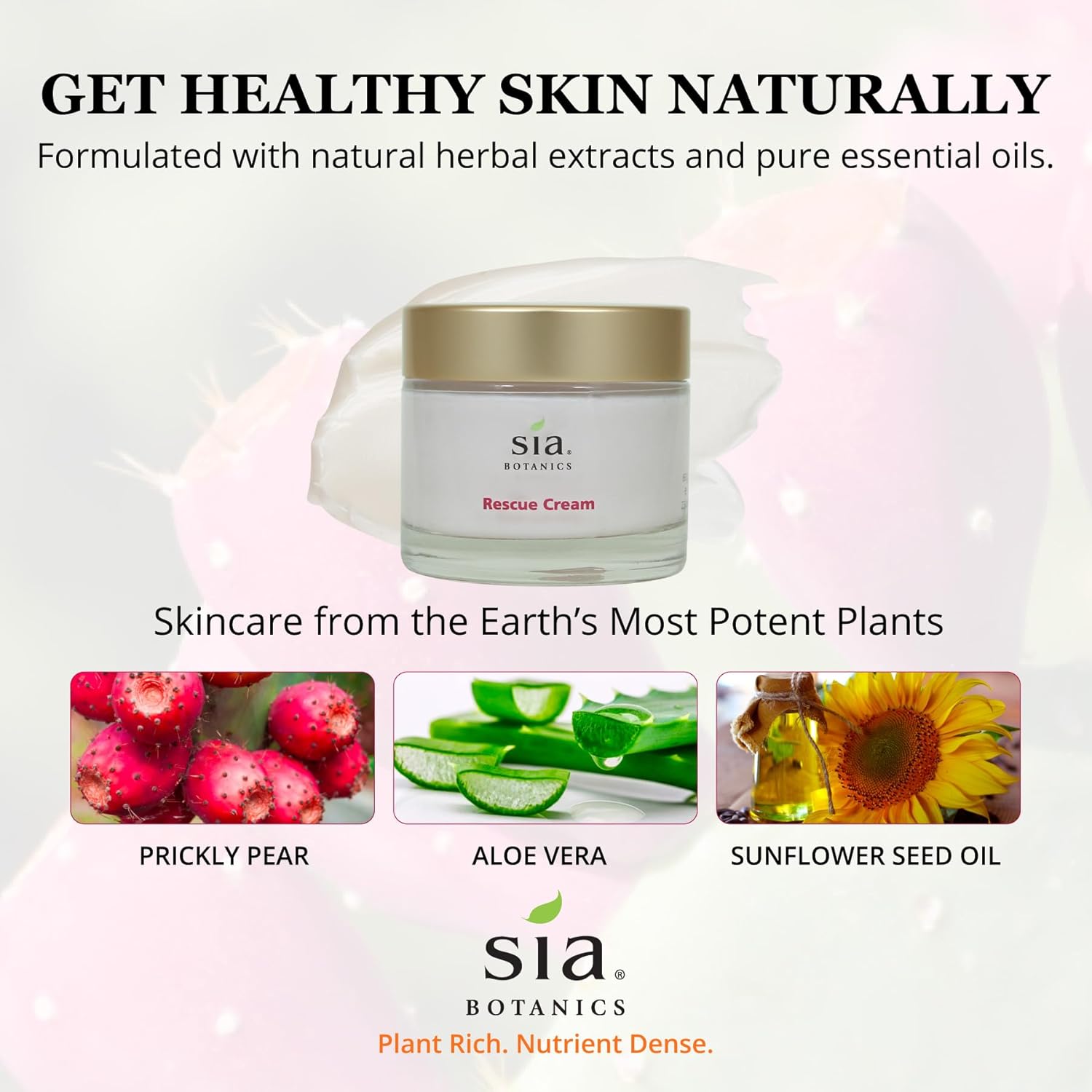 Rescue Face Cream 65g Glass Jar - Natural Botanical Facial Moisturizer with Prickly Pear, Aloe Vera, Green Tea - Image 7