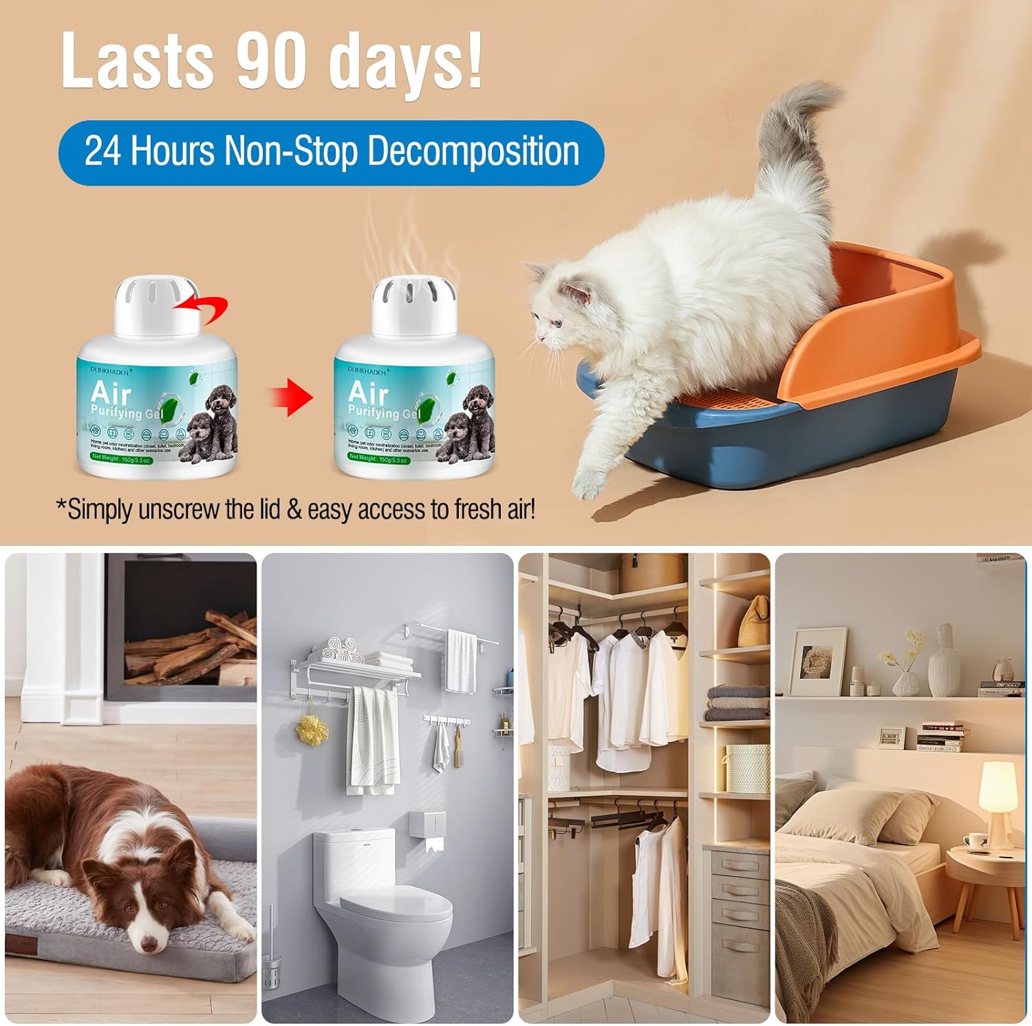 5.3 oz Pet Odor Eliminator Air Purifying Gel for Home and Cat Litter Deodorizing - Image 7
