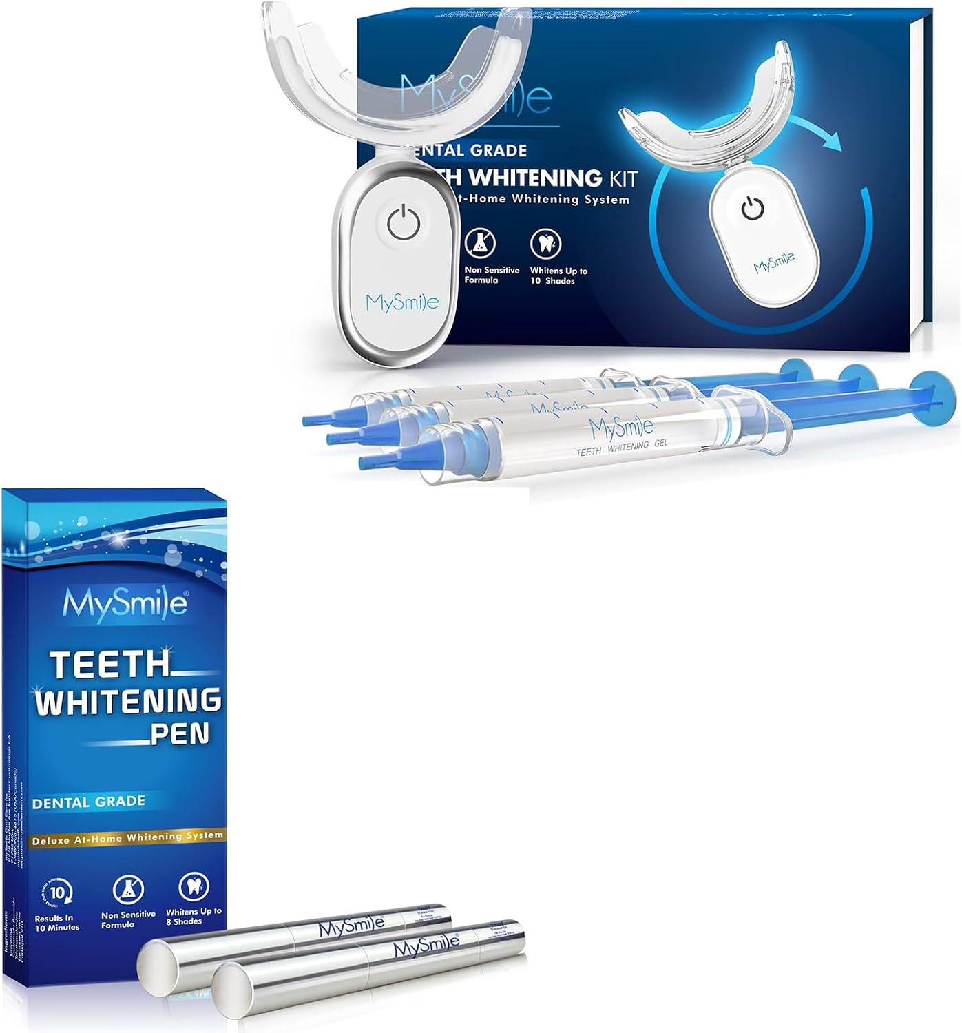 MySmile Teeth Whitening Kit for Sensitive Teeth with LED Light, 3Pcs Teeth Whitening Gel,2Pcs Teeth Whitening Pen,10 Min Non-Sensitive Fast Teeth Whitener, Powerful whitening Formula, Enamel Safe