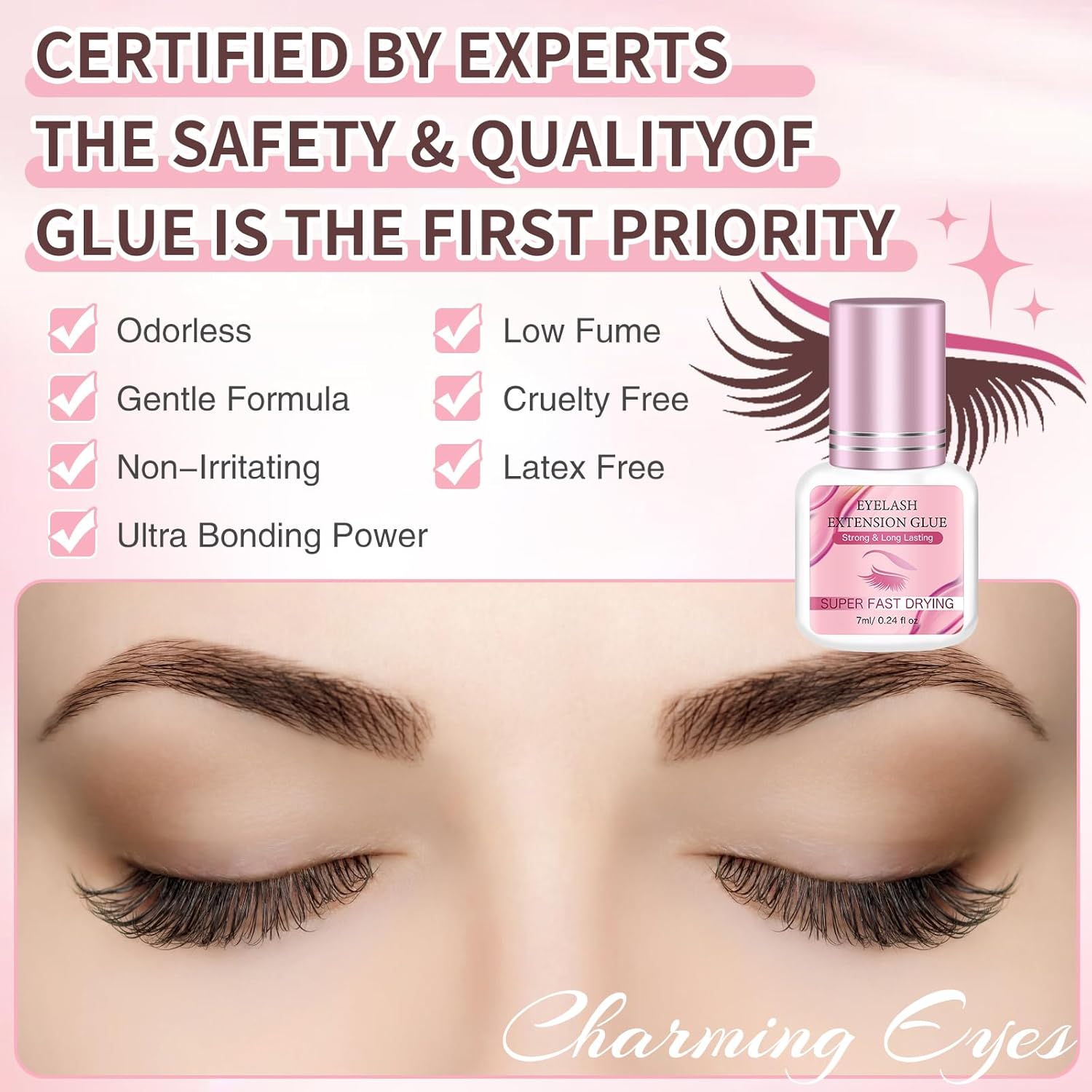 Professional 7ML Black Eyelash Extension Glue, 1-2s Fast Drying Adhesive - Image 7