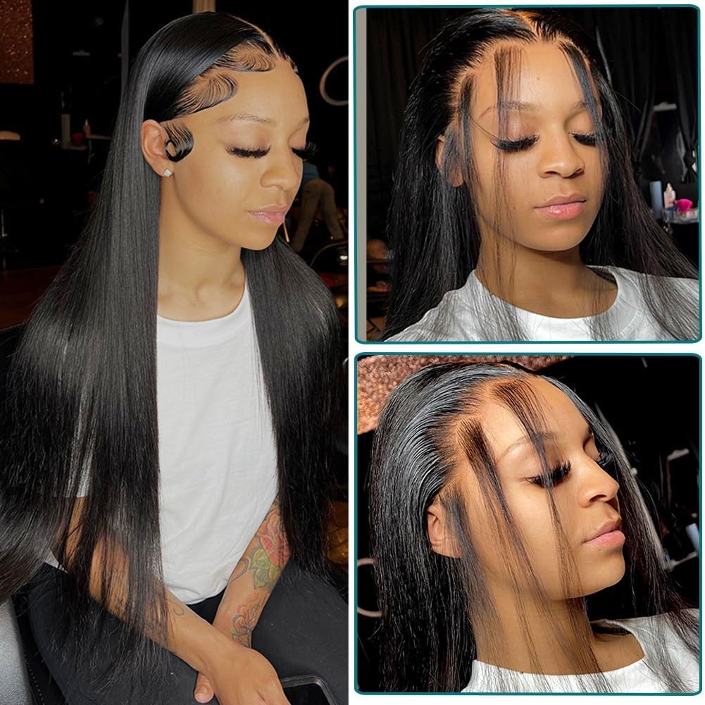 Azkiu 32 Inch Straight 13x4 HD Transparent Human Hair Lace Front Wig, 180% Density - Image 3