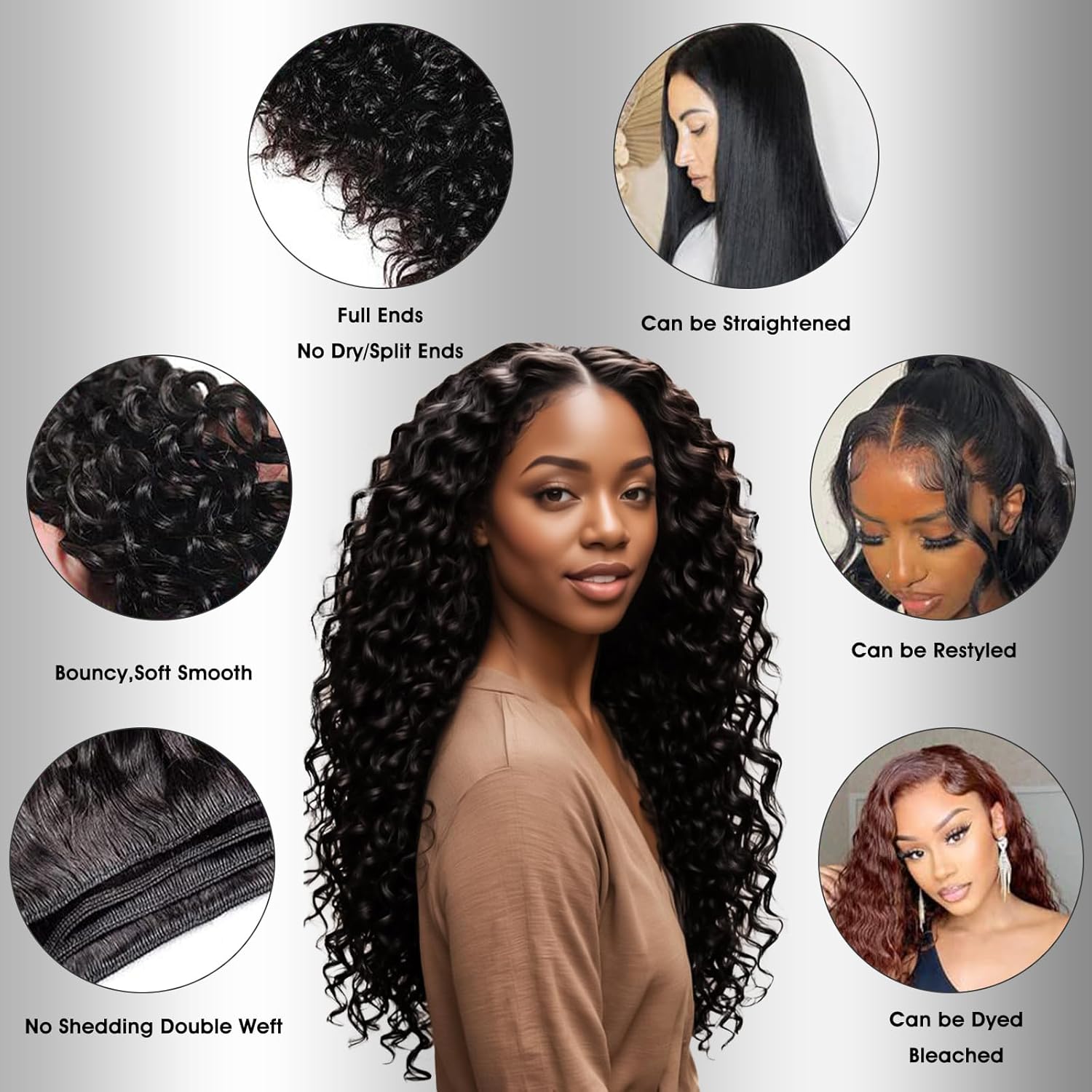 20 Inch Deep Wave 13x4 HD Lace Frontal Human Hair Wig 200% Density - Image 6
