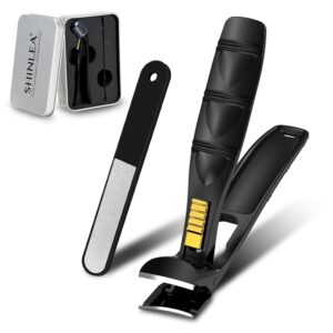 Nail Clippers for Seniors Thick Toenail, Professional Fingernail Toenail Clippers with Catcher, Sharp Wide Opening and Long Handle Nail Cutter for Men Women, Black