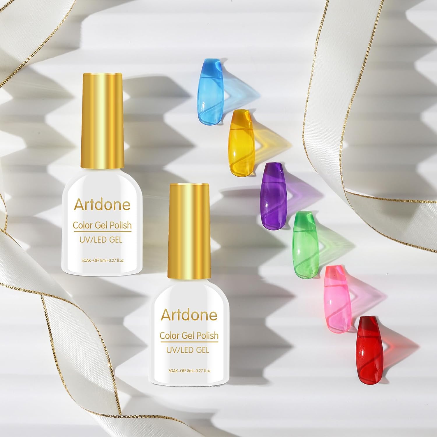 Artdone 6-Color Transparent Gel Nail Polish UV LED Curing Kit 15ml Capacity - Image 4