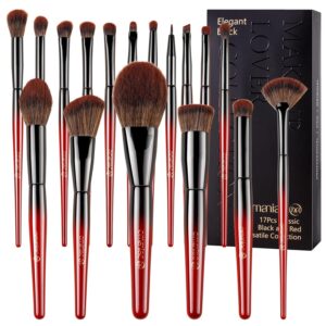 OMANIAC Professional Makeup Brush Set(17Pcs), Premium Gradient Color Wooden Handle Makeup Brushes, foundation brush, concealer brush,eyeshadow brush set,Makeup Brush Set for Makeup Beginners.
