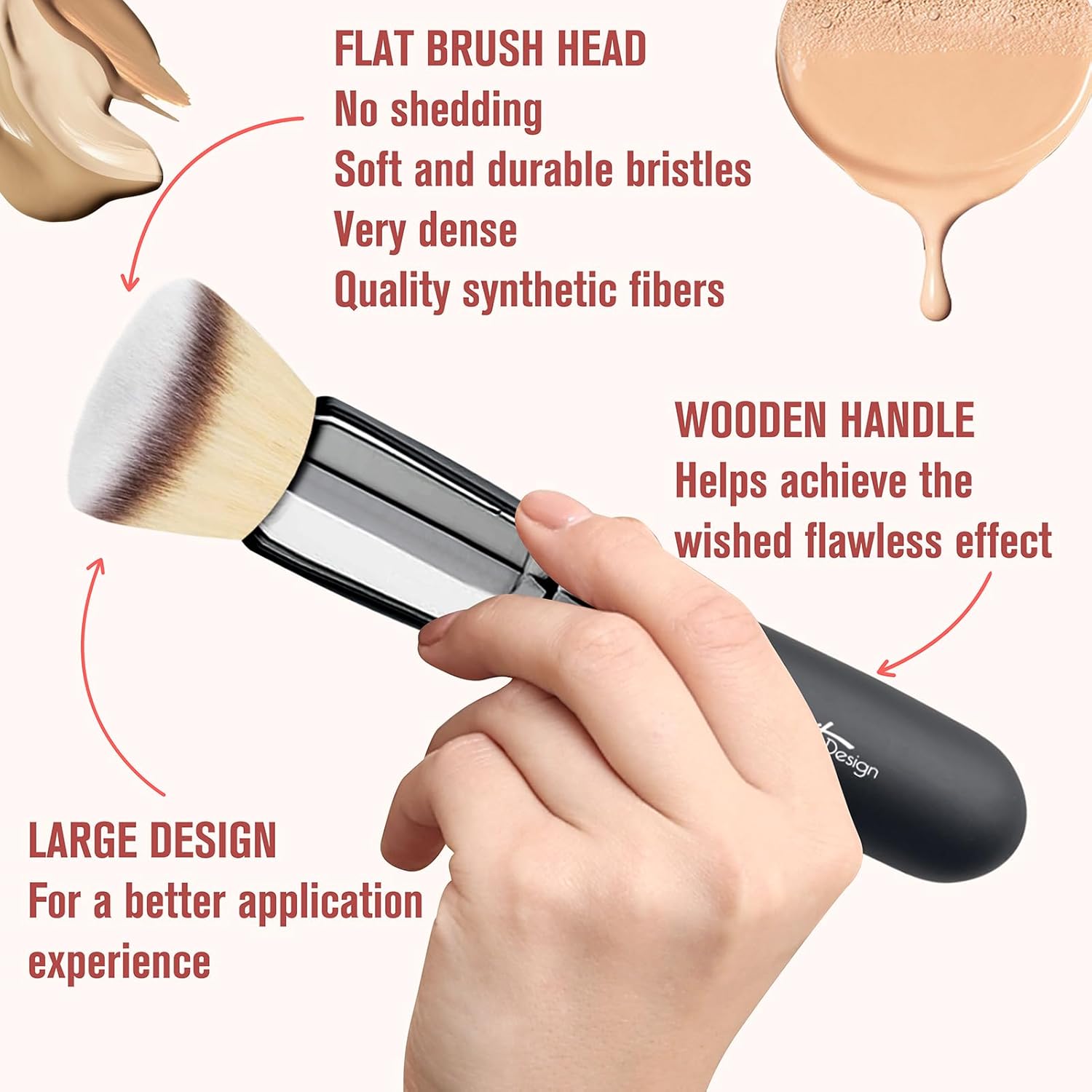 Bueart Design Ultra Soft Dense Flat Top Kabuki Foundation Makeup Brush for Blending - Image 4