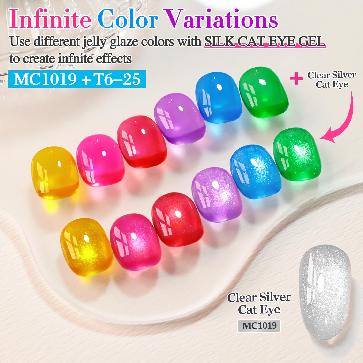 Double Rhythm 0.5 OZ Magnetic Cat Eye Gel Polish 15ML Silver Holographic Glitter - Image 9