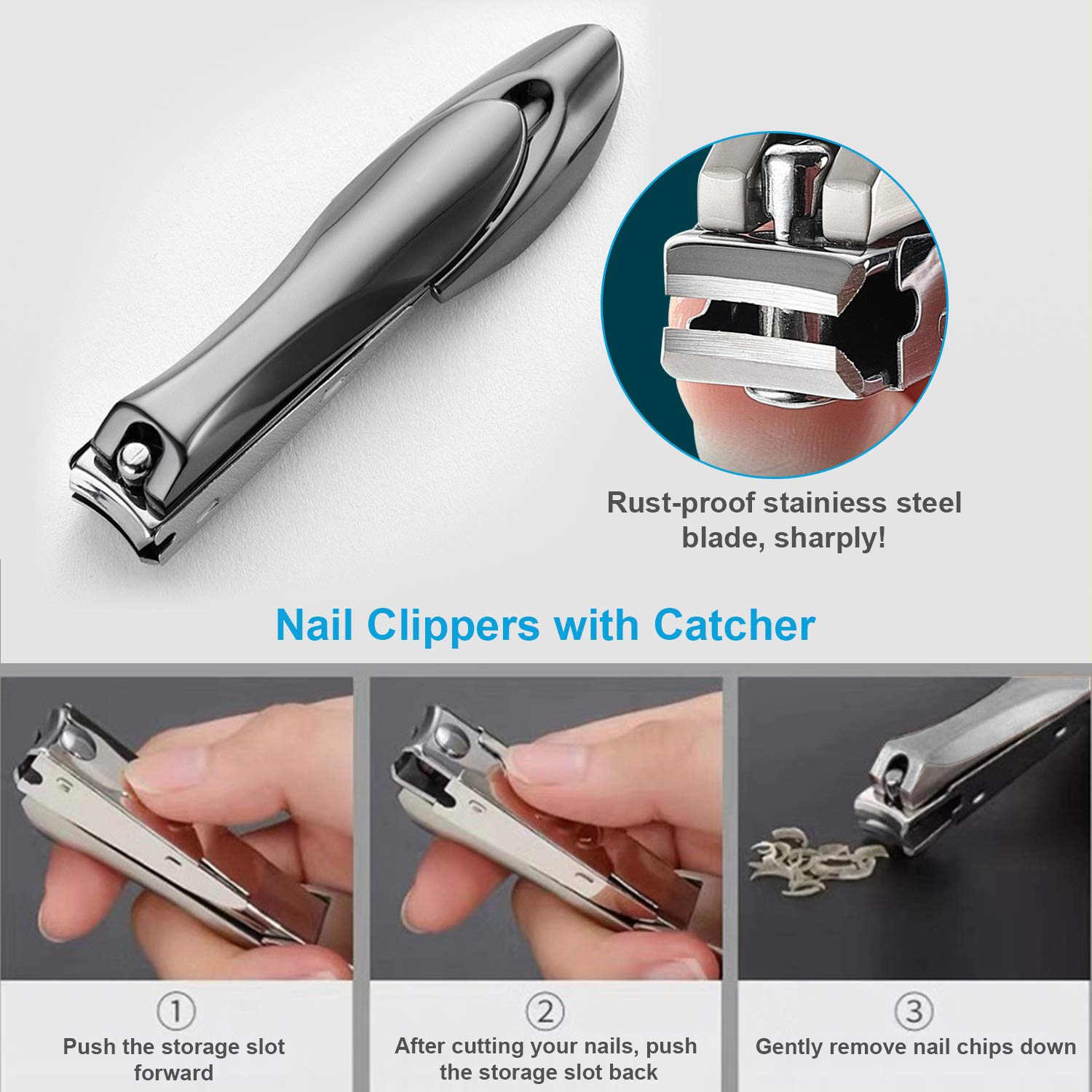 Extra Thick Surgical Grade Stainless Steel Toenail Clippers for Ingrown Nails, Men and Seniors - Image 5