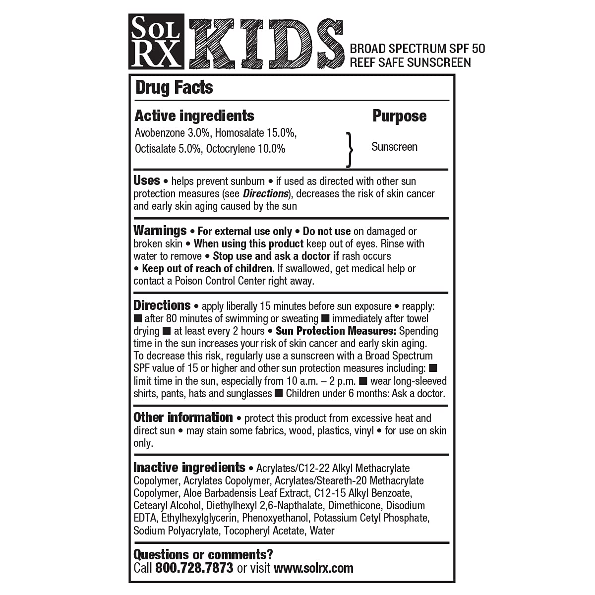SolRX KID's SPORT Sunscreen SPF 50+ 3 oz Oxybenzone Free Reef Safe for Face and Body - Image 6