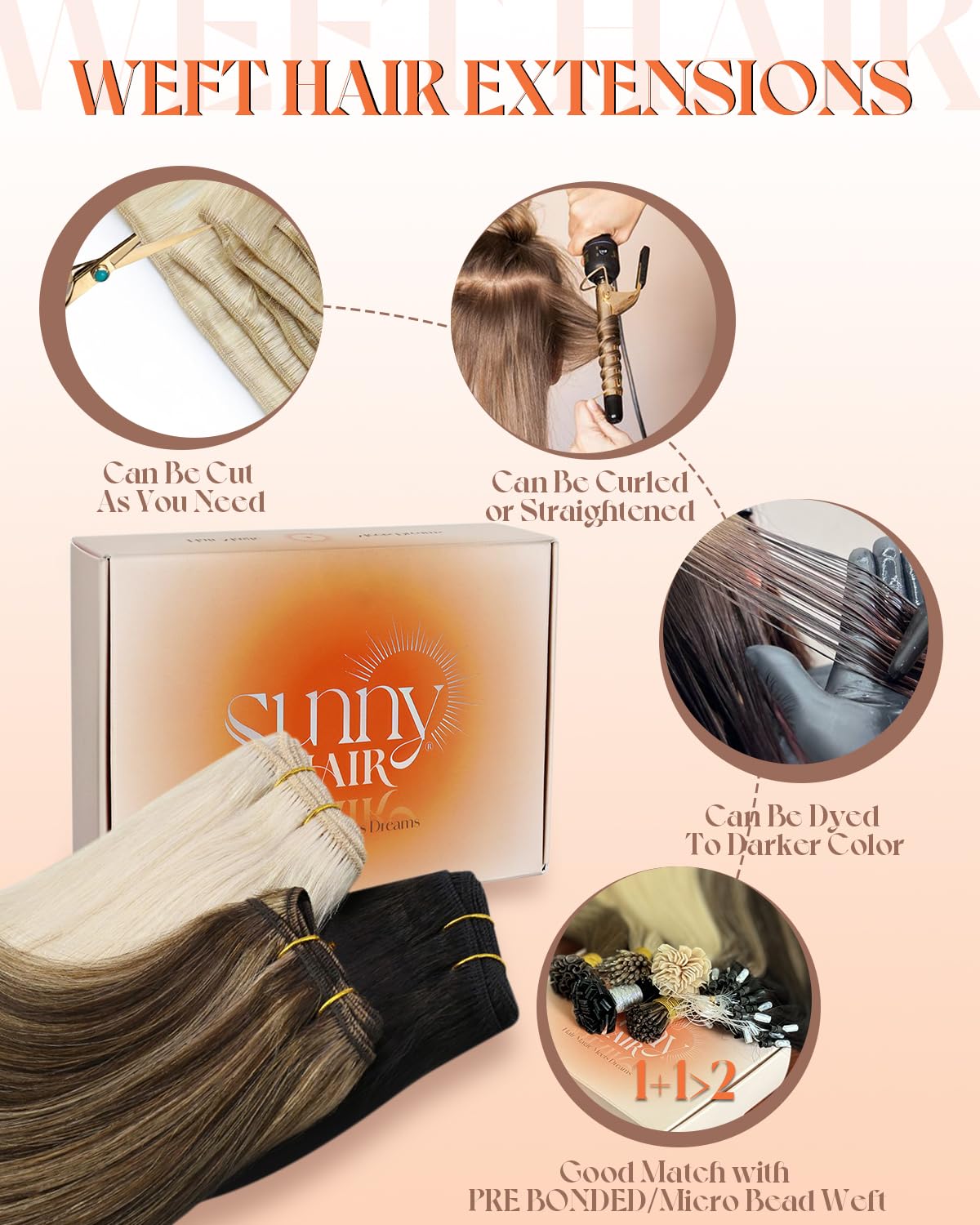 Sunny Hair 22 Inch Jet Black Sew-In Human Hair Extensions Weft Bundles for Women 100g - Image 7