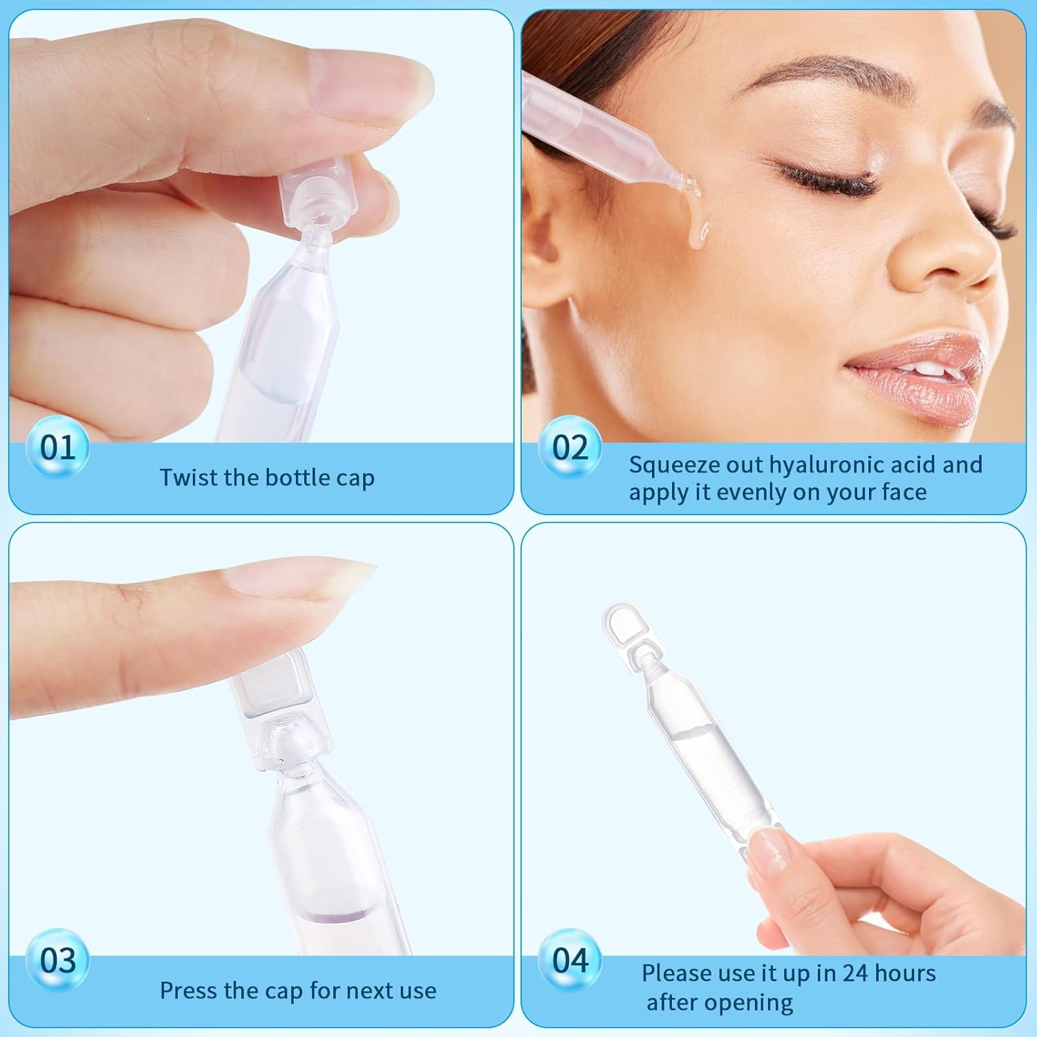 30 Count Hydrating Hyaluronic Acid Face Serum Ampoules - Individually Packed for Daily Moisture - Image 7