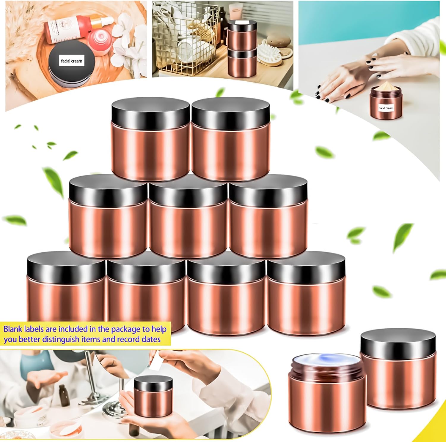 MotBach 10 Pack 6oz Amber Plastic Jars with Lids for Lotion Cream Makeup Storage - Image 7